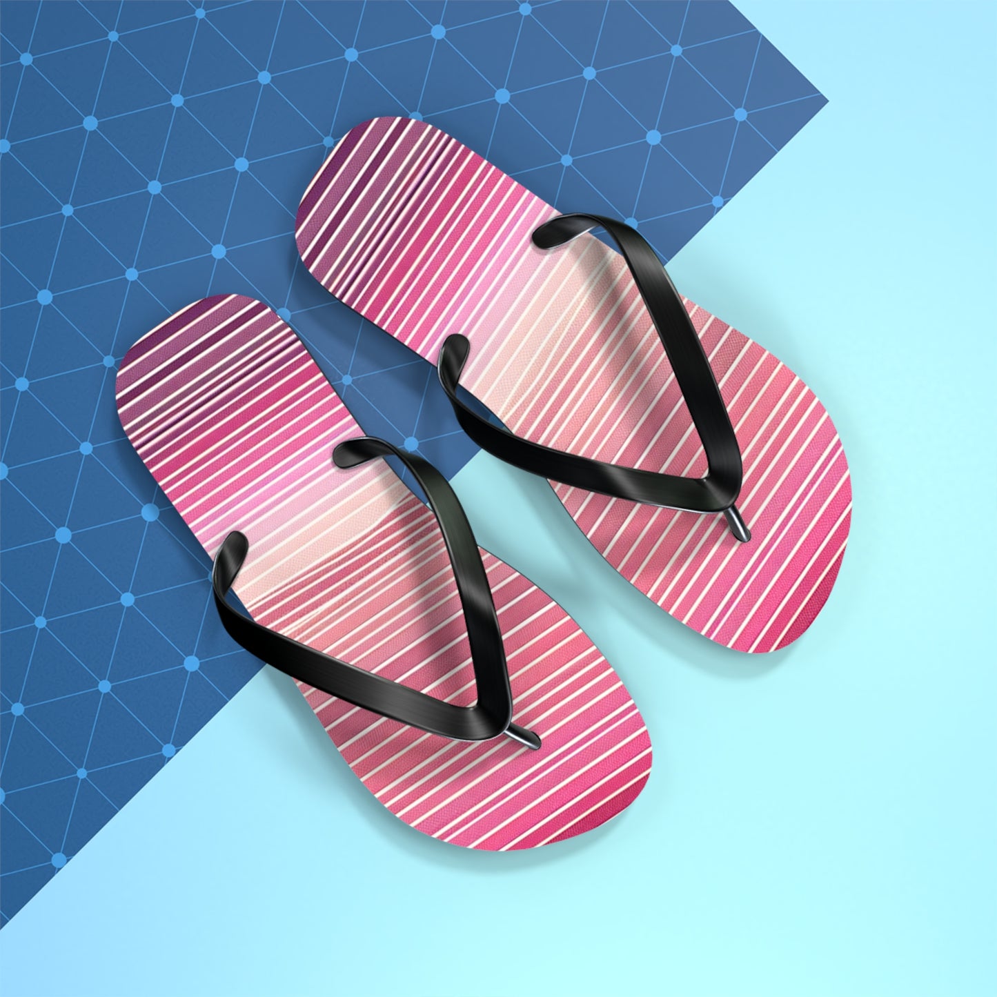 Trendy Pink Striped Flip Flops | Summer Beach Footwear, Vacation Sandals, Poolside Accessories, Womens Slip-Ons, Gift for Her