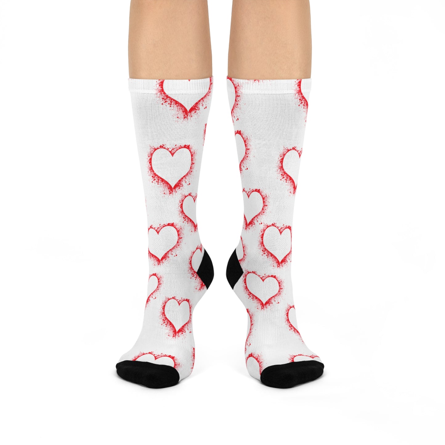 Valentine's Day Cushioned Crew Socks with Heart Design