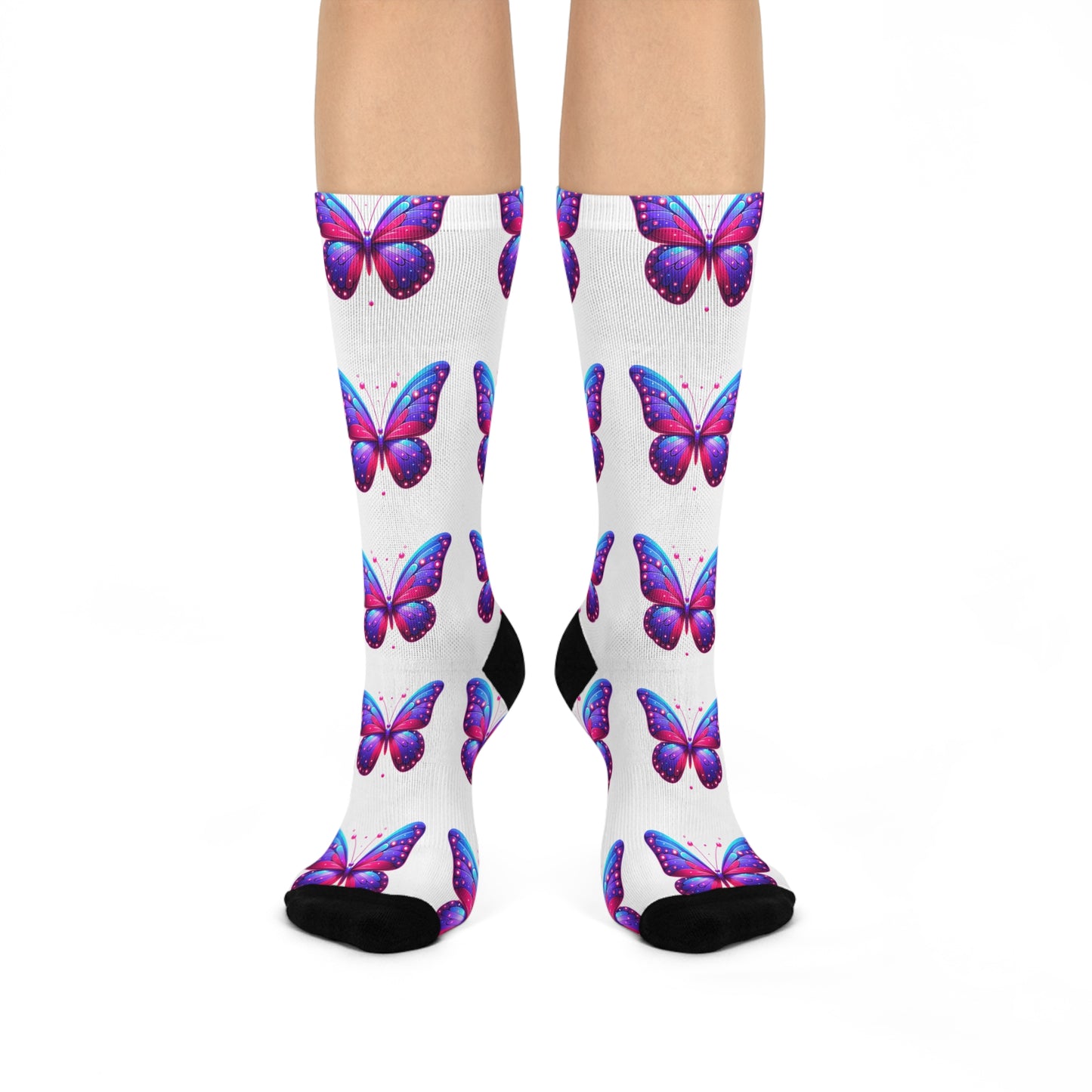 Colorful Butterfly Cushioned Crew Socks - Perfect for Spring Celebrations