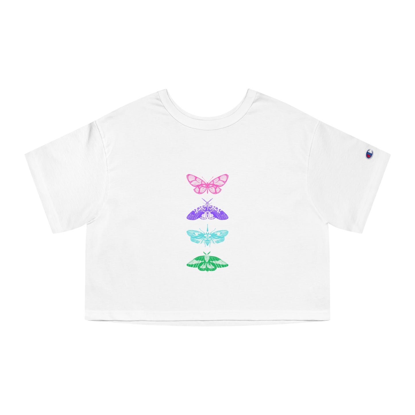 Butterfly Print Cropped T-Shirt for Women - Vacation Vibe Tee