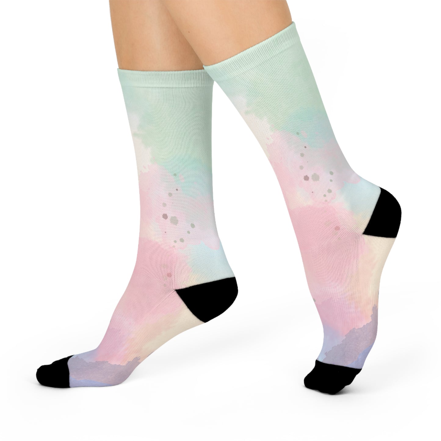 Pastel Abstract Cushioned Crew Socks - Cozy Feet for Every Occasion