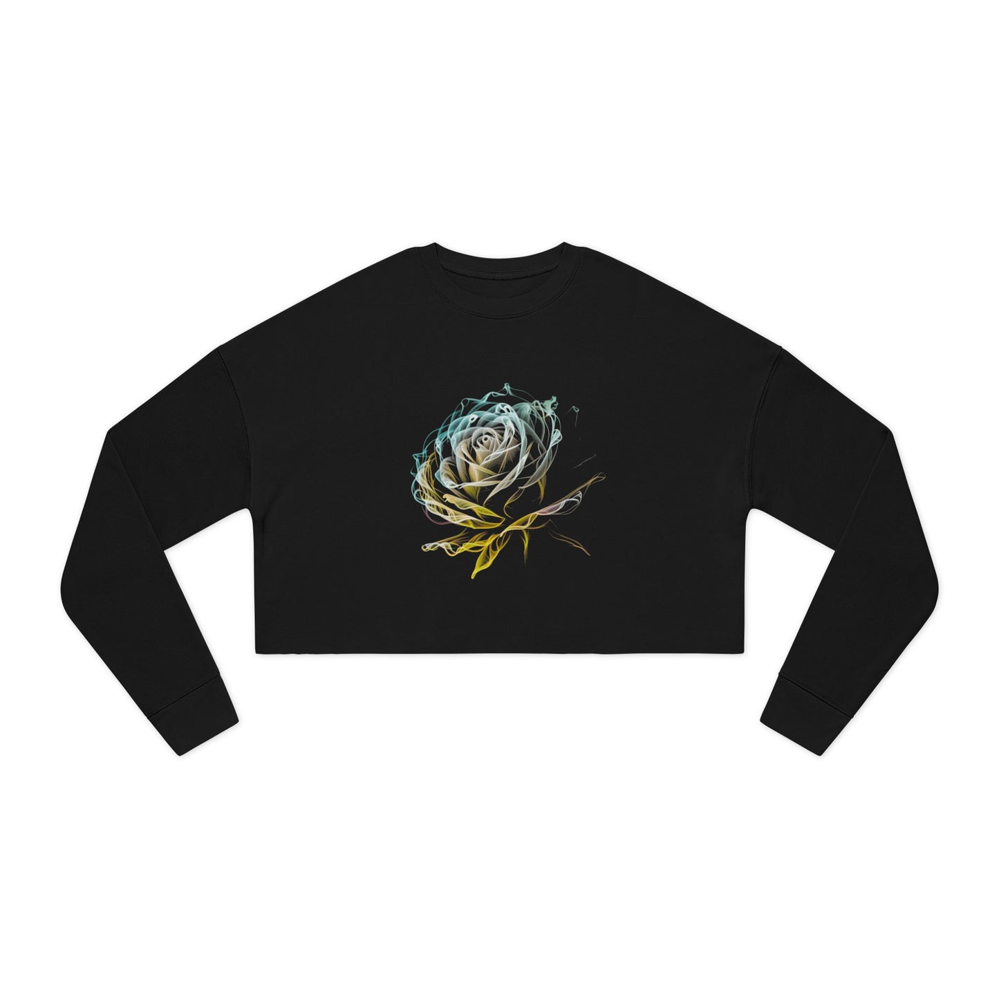 Black Rose Design Women's Cropped Sweatshirt - Stylish & Trendy