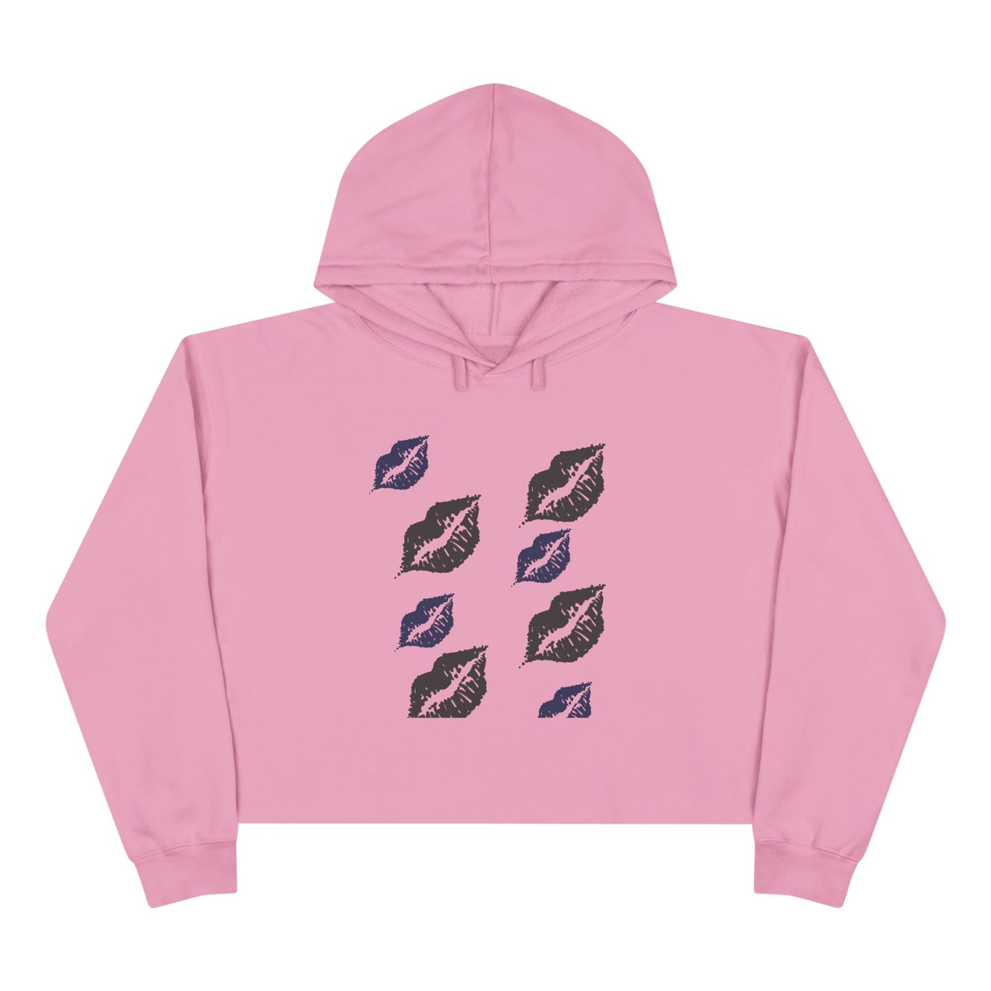 Chic Crop Hoodie with Kiss Print - Stylish Women's Casual Wear