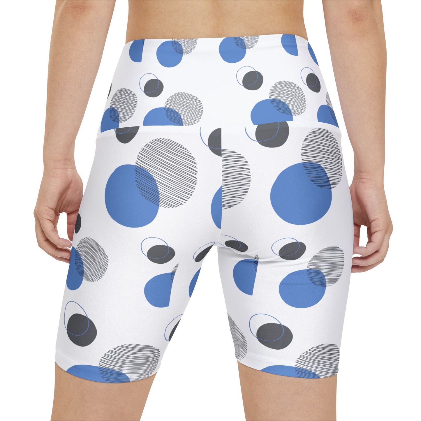 Workout Shorts - Blue Polka Dot Design for Fitness & Fashion
