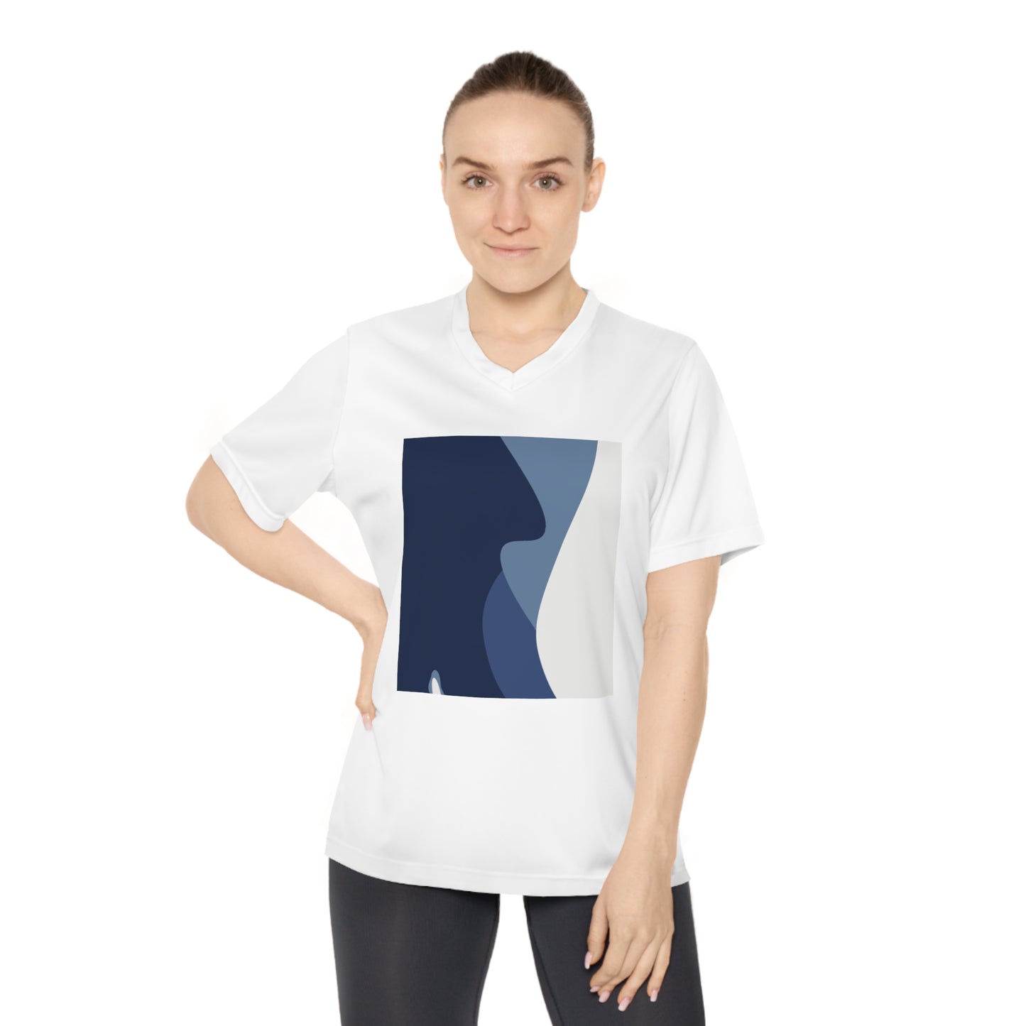 Stylish Women's Performance V-Neck T-Shirt - Modern Abstract Design