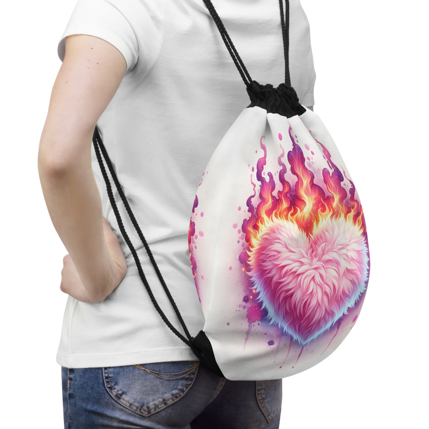Fuzzy Heart Drawstring Bag - Perfect for Valentine's Day and Everyday Adventures