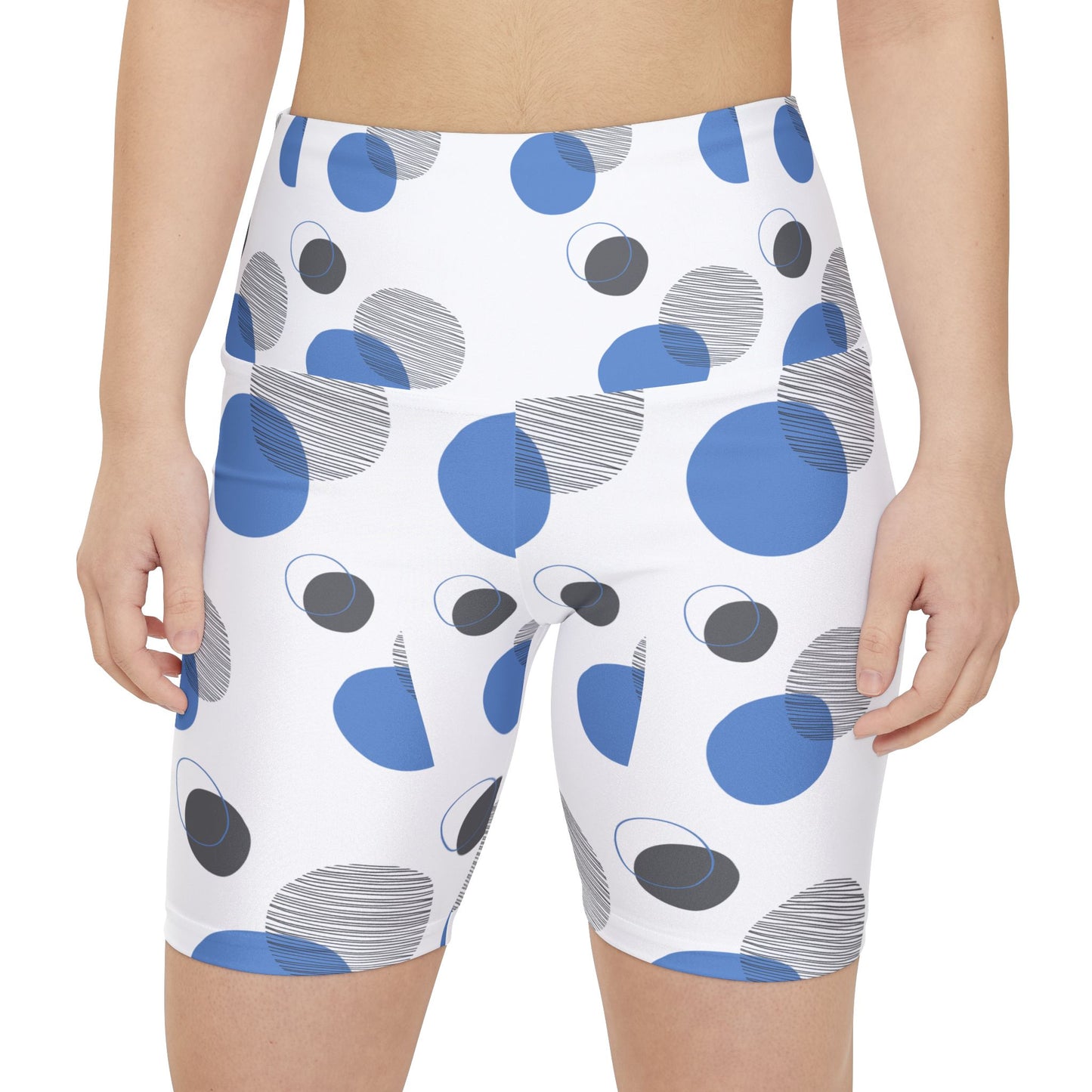 Workout Shorts - Blue Polka Dot Design for Fitness & Fashion