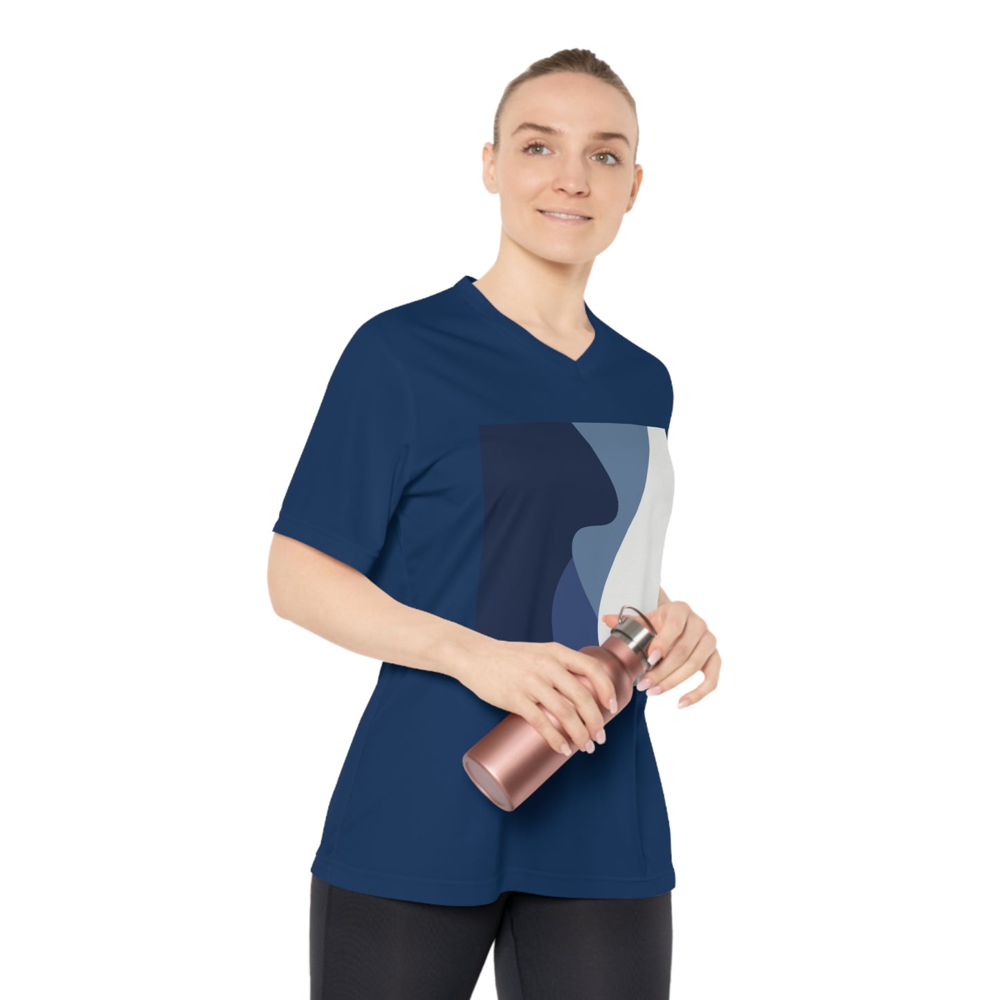 Stylish Women's Performance V-Neck T-Shirt - Modern Abstract Design