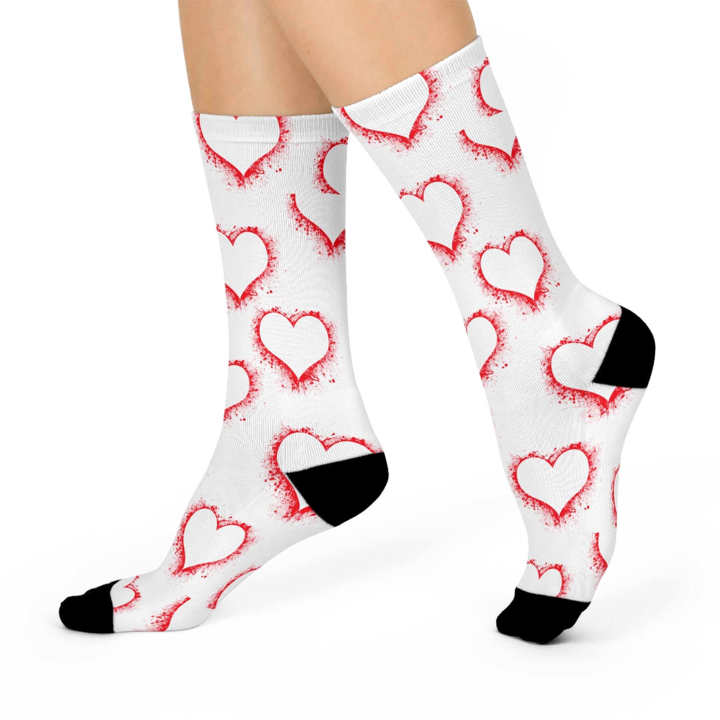 Valentine's Day Cushioned Crew Socks with Heart Design