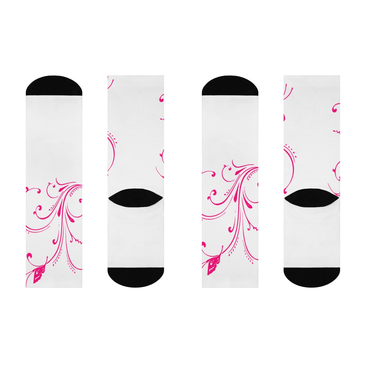 Stylish Floral Cushioned Crew Socks for Comfort and Style