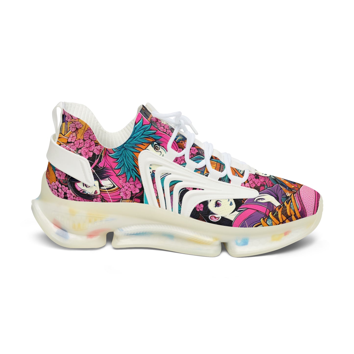 Colorful Women's Mesh Sneakers, Unique Athletic Footwear, Fun Casual Shoes, Street Style Sneakers, Fashionable Women's Sneakers