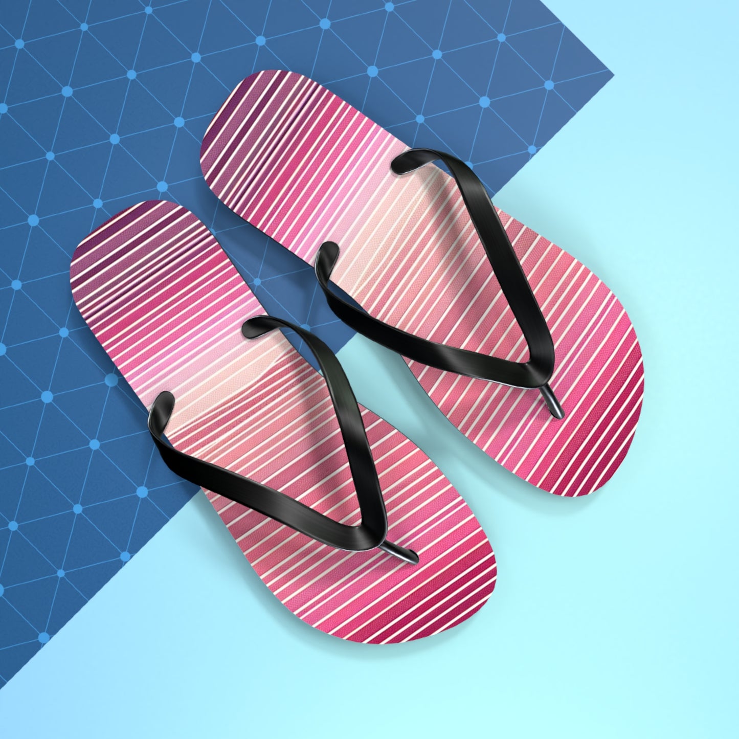 Trendy Pink Striped Flip Flops | Summer Beach Footwear, Vacation Sandals, Poolside Accessories, Womens Slip-Ons, Gift for Her
