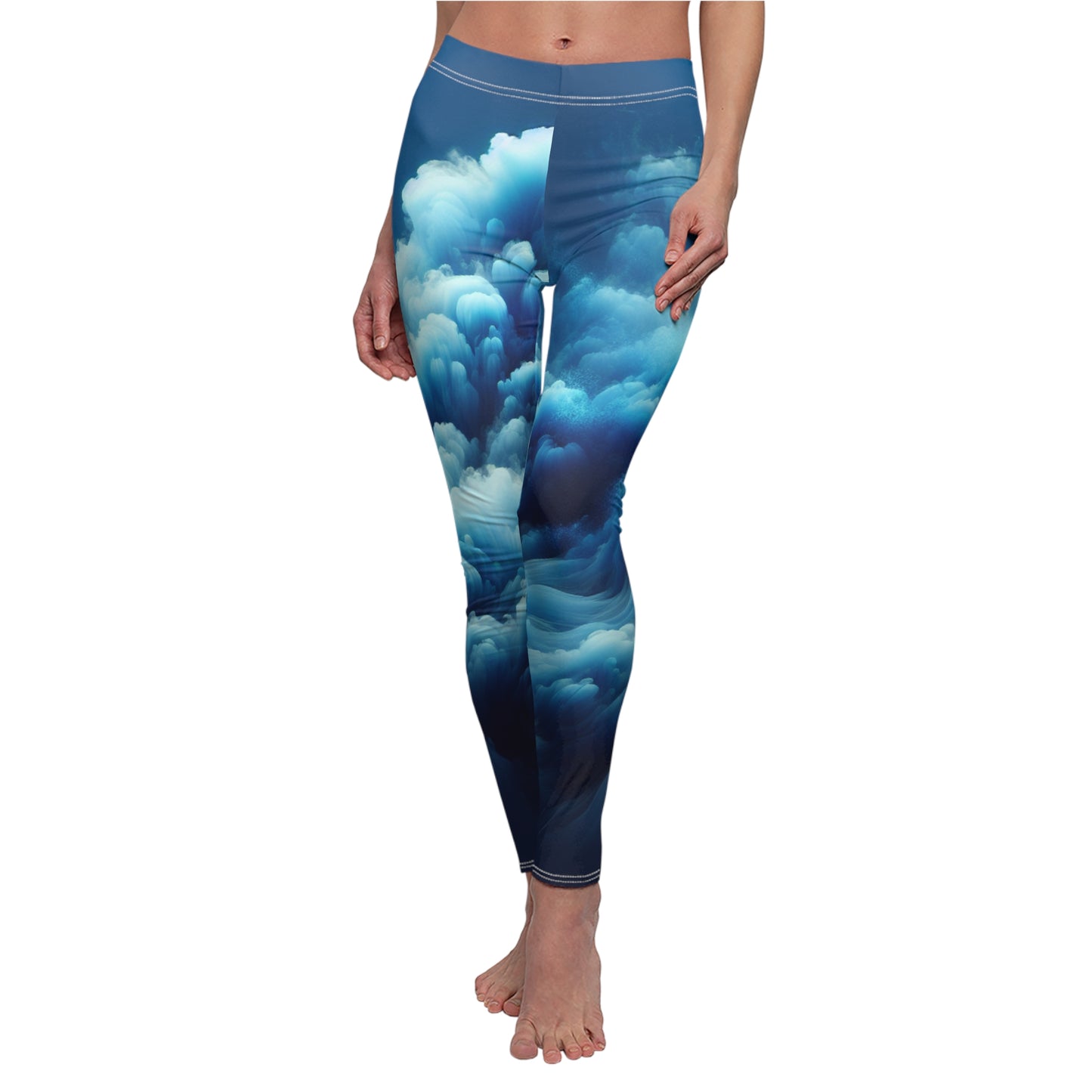 Ocean Wave Print Women's Casual Leggings - Comfortable Activewear for Yoga & Fitness