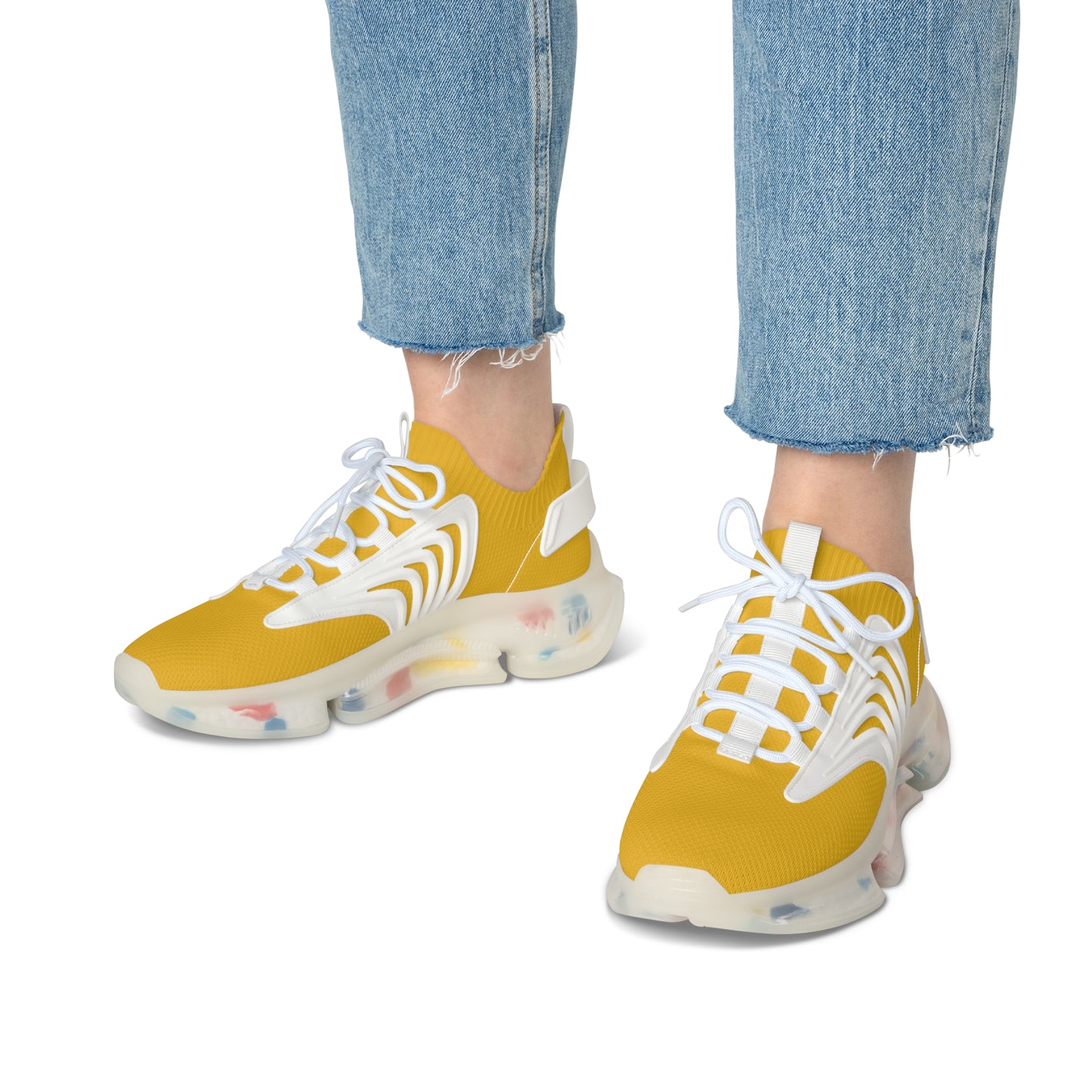 Bright Yellow Women's Mesh Sneakers for Comfort and Style, Athletic Footwear, Trendy Sneakers, Summer Shoes, Casual Footwear, Sporty Shoes