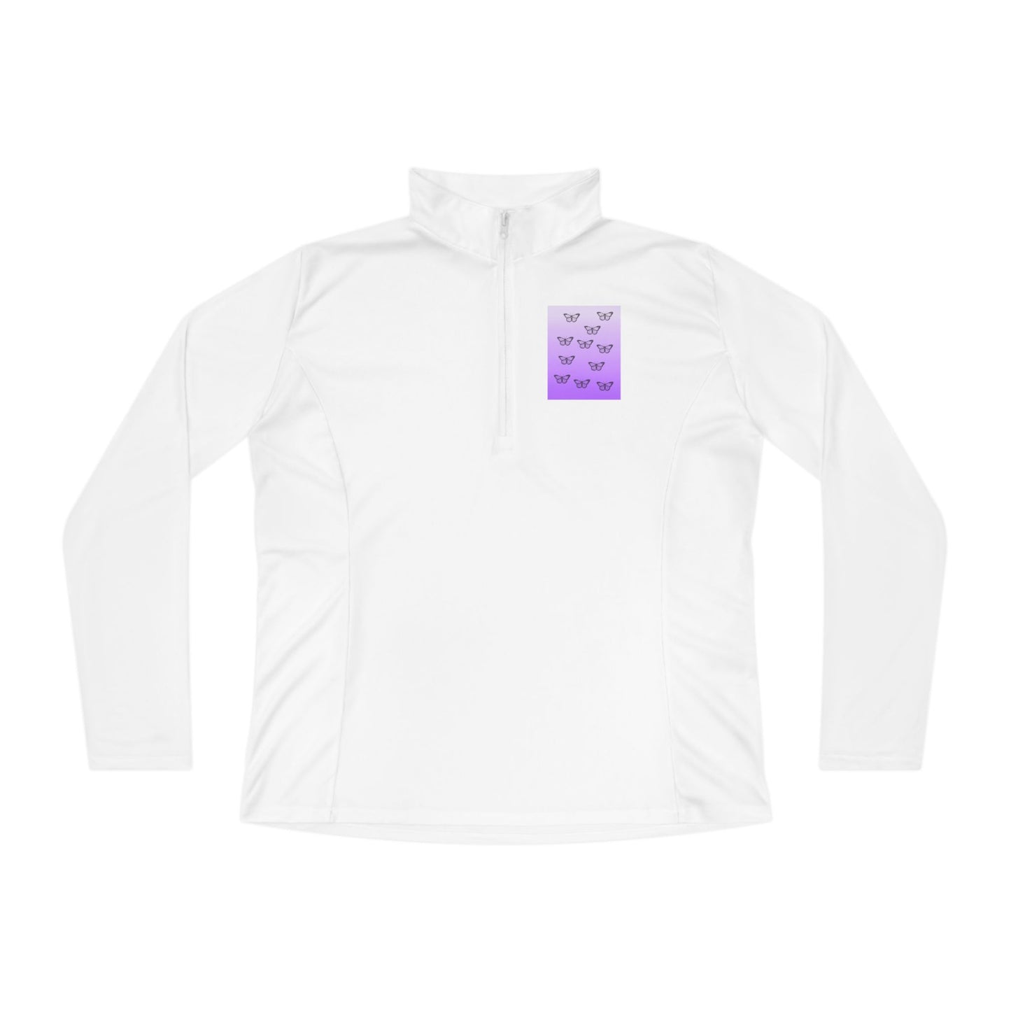 Dee Dee's Purple Butterfly Pattern Ladies Quarter-Zip Pullover - Stylish Activewear for Everyday Comfort