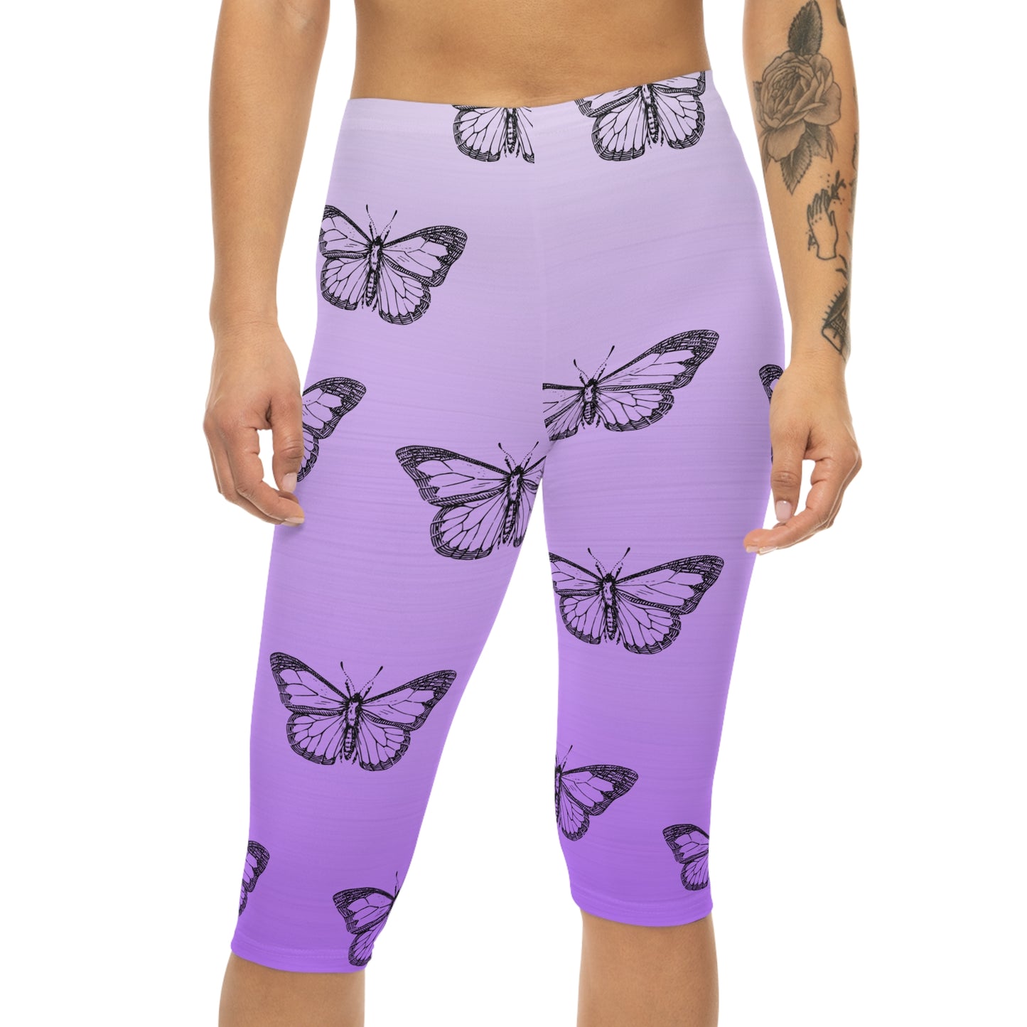 Butterfly Print Women’s Capri Leggings - Stylish & Comfortable Activewear