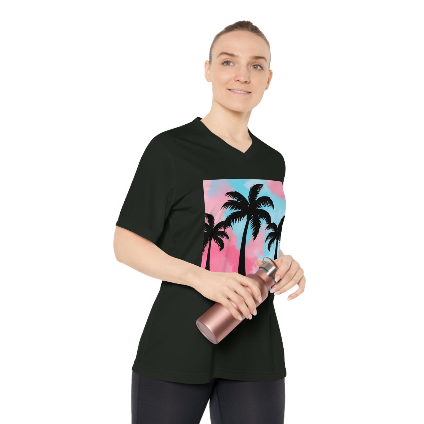 Tropical V-Neck Performance T-Shirt for Women - Stylish & Comfortable