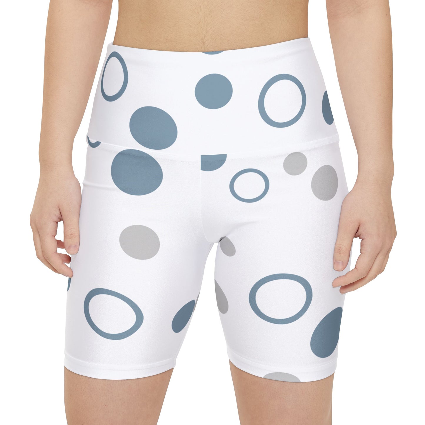 Chic Blue and gray polka dots Women's Workout Shorts