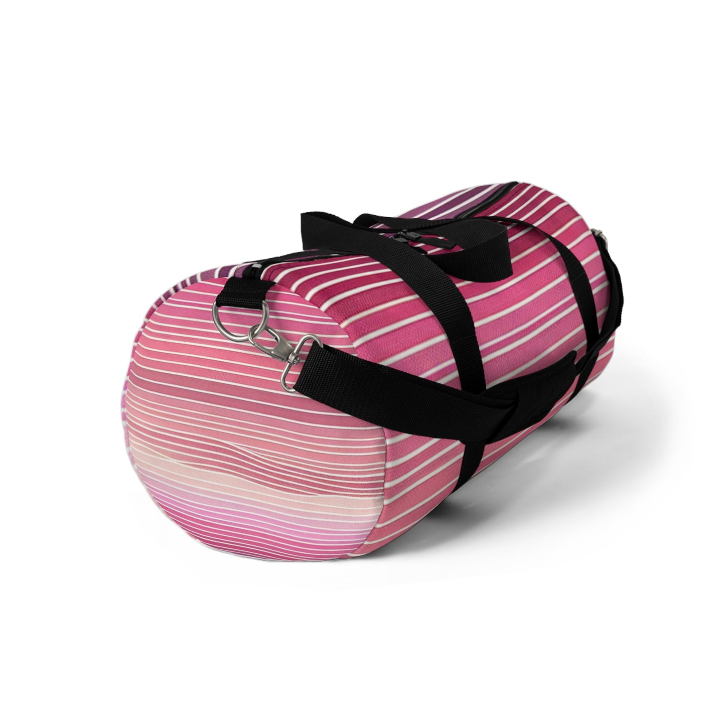 Vibrant Pink Striped Duffel Bag - Stylish Gym & Travel Companion