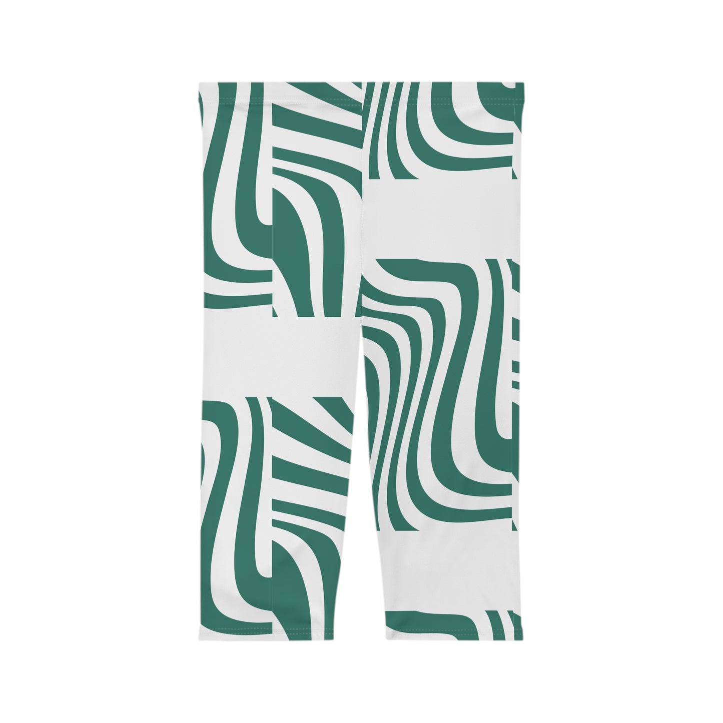 Stylish Women’s Capri Leggings with Abstract Green Design