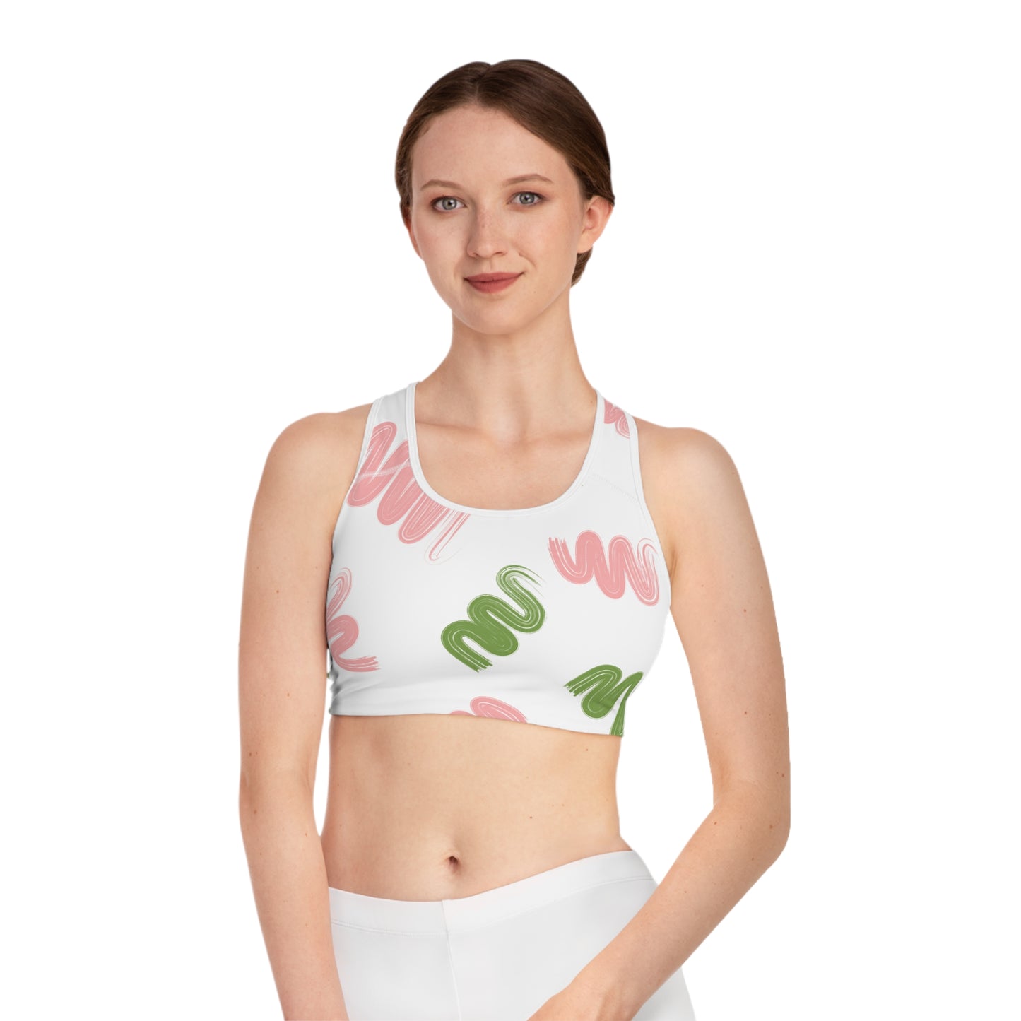 Colorful Abstract Sports Bra with Swirls