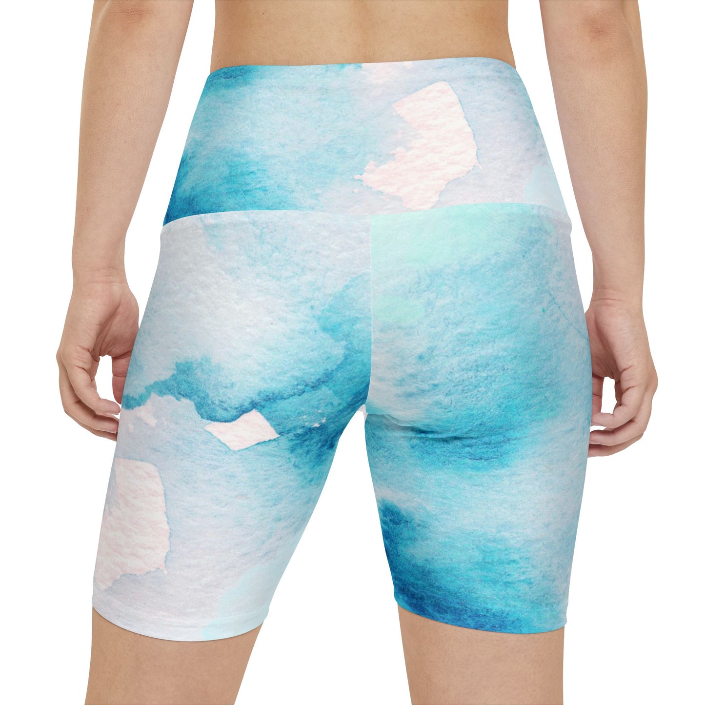 Soft Blue Watercolor Women's Workout Shorts - Perfect for Active Lifestyles