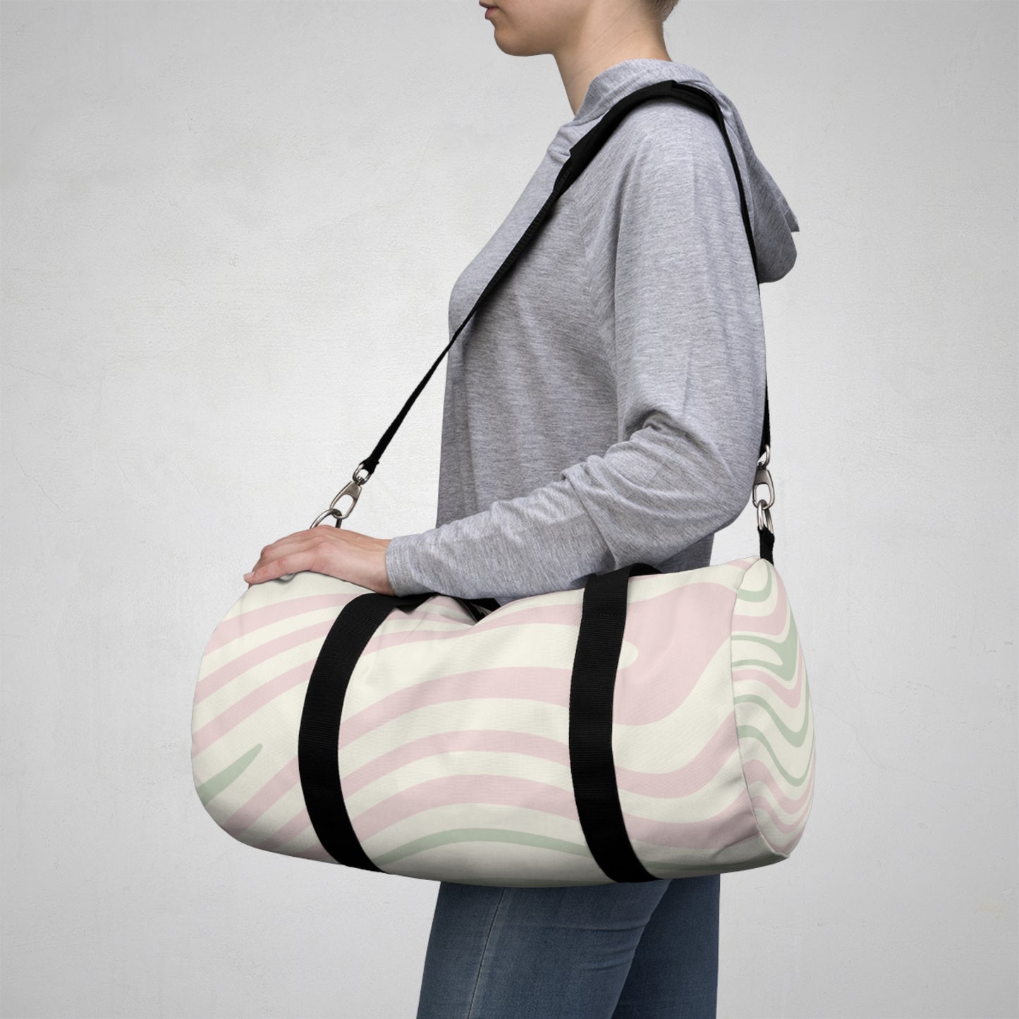 Abstract Wave Print Duffel Bag - Stylish Gym & Travel Essential