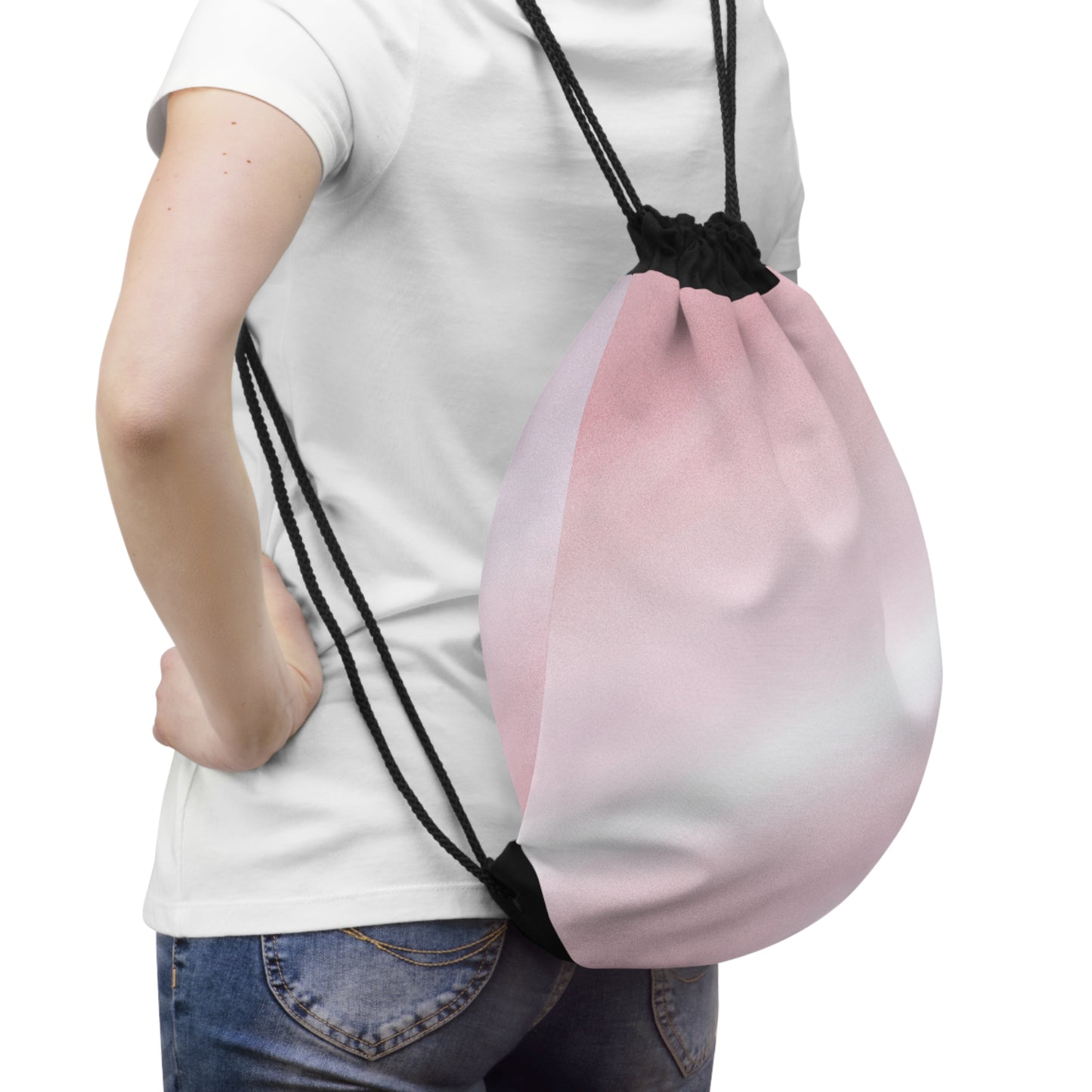 Gradient Pink Drawstring Bag - Stylish Tote for Gym, Travel & Everyday Use