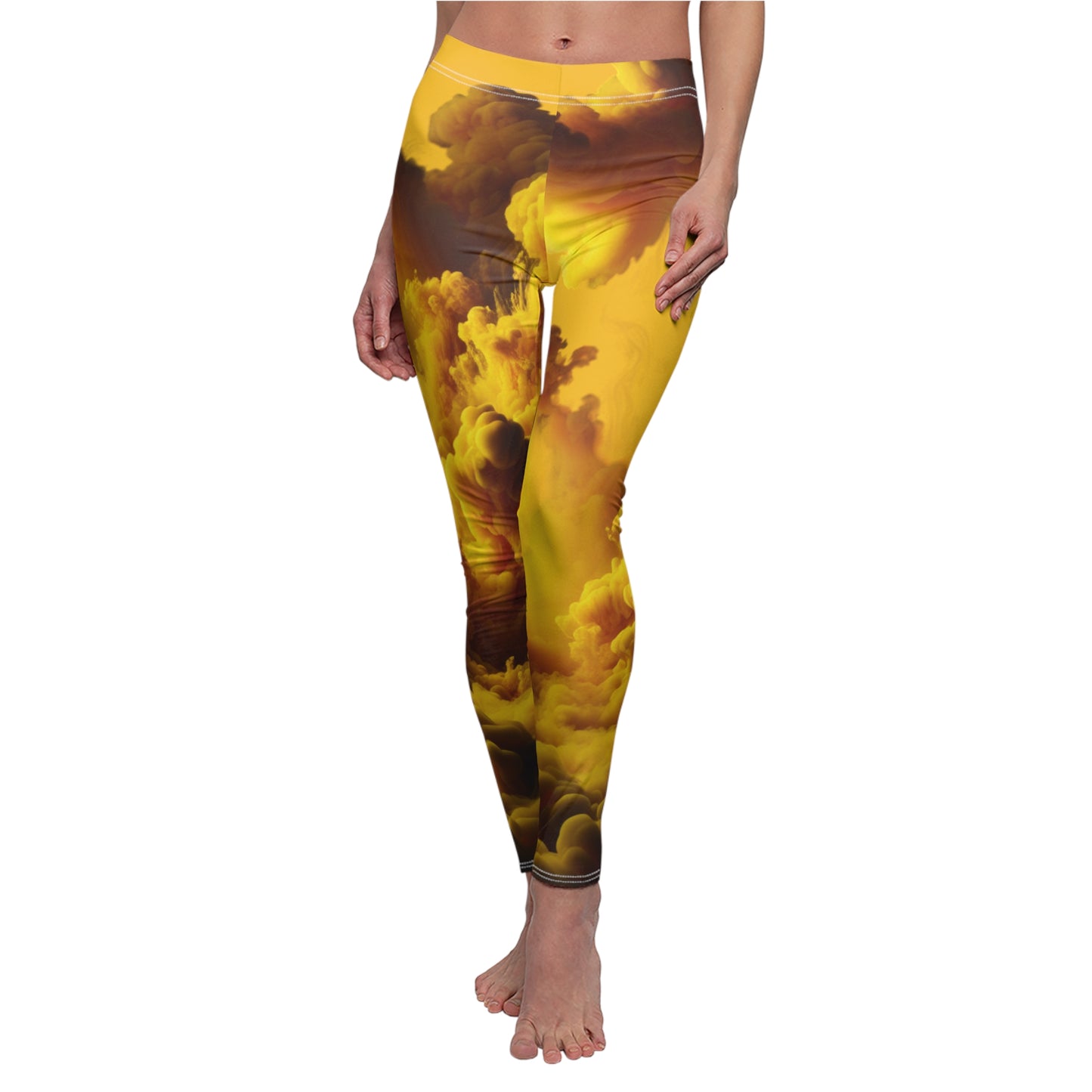 Vibrant Yellow Abstract Leggings for Women - Casual Fashion Activewear