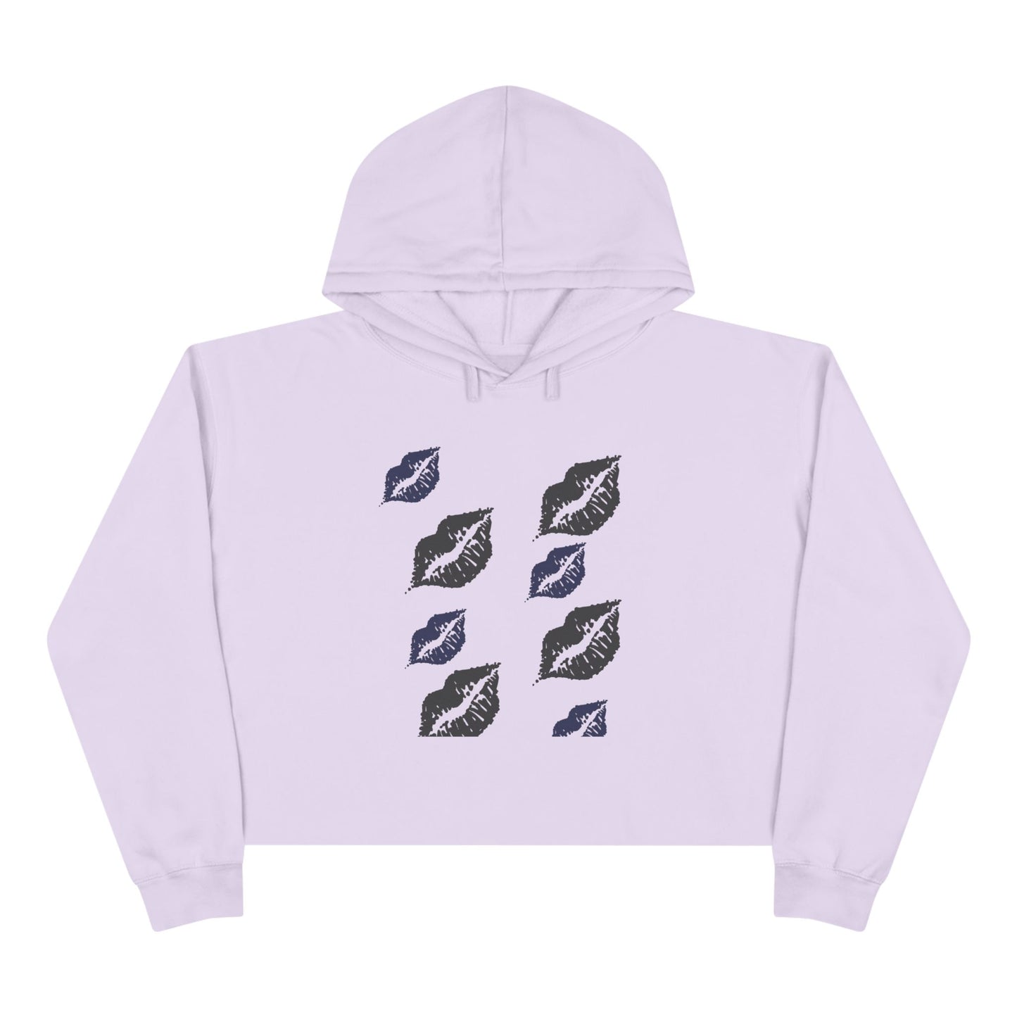 Chic Crop Hoodie with Kiss Print - Stylish Women's Casual Wear