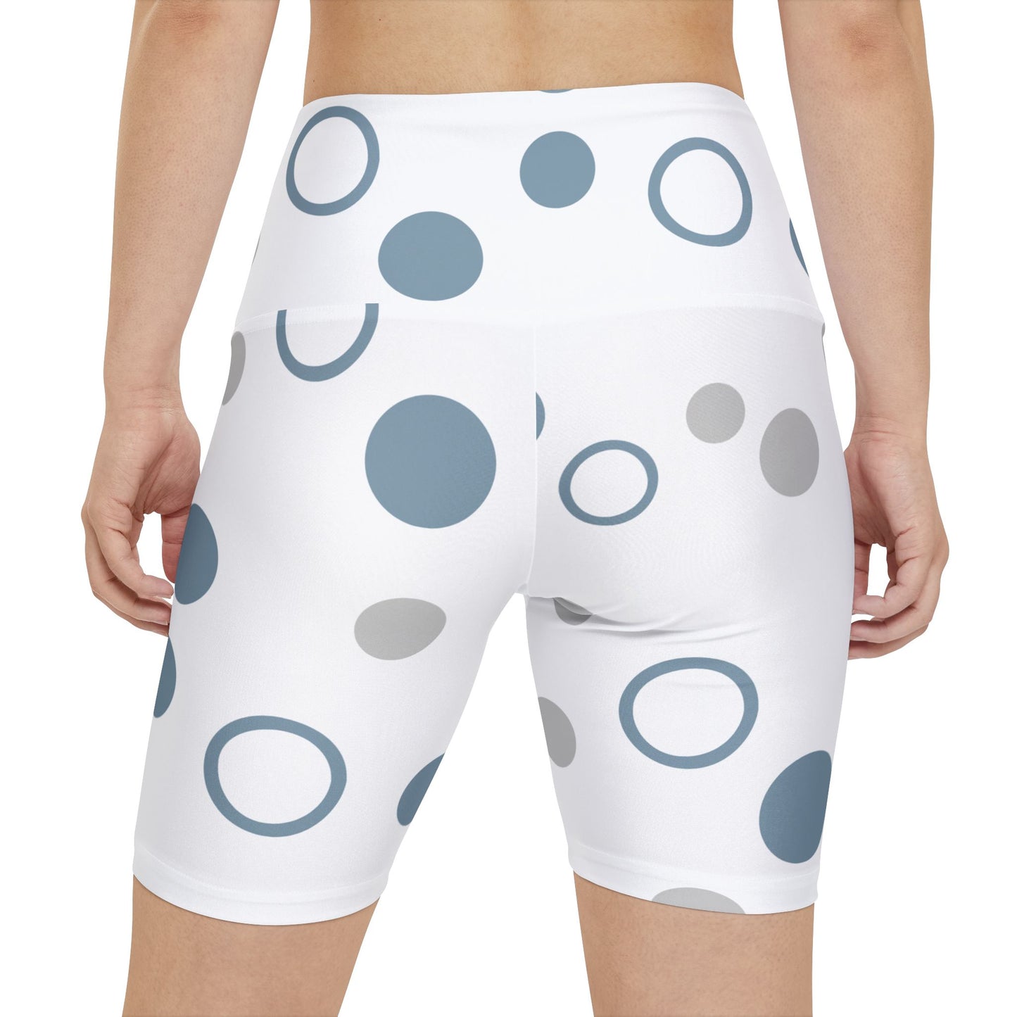 Chic Blue and gray polka dots Women's Workout Shorts