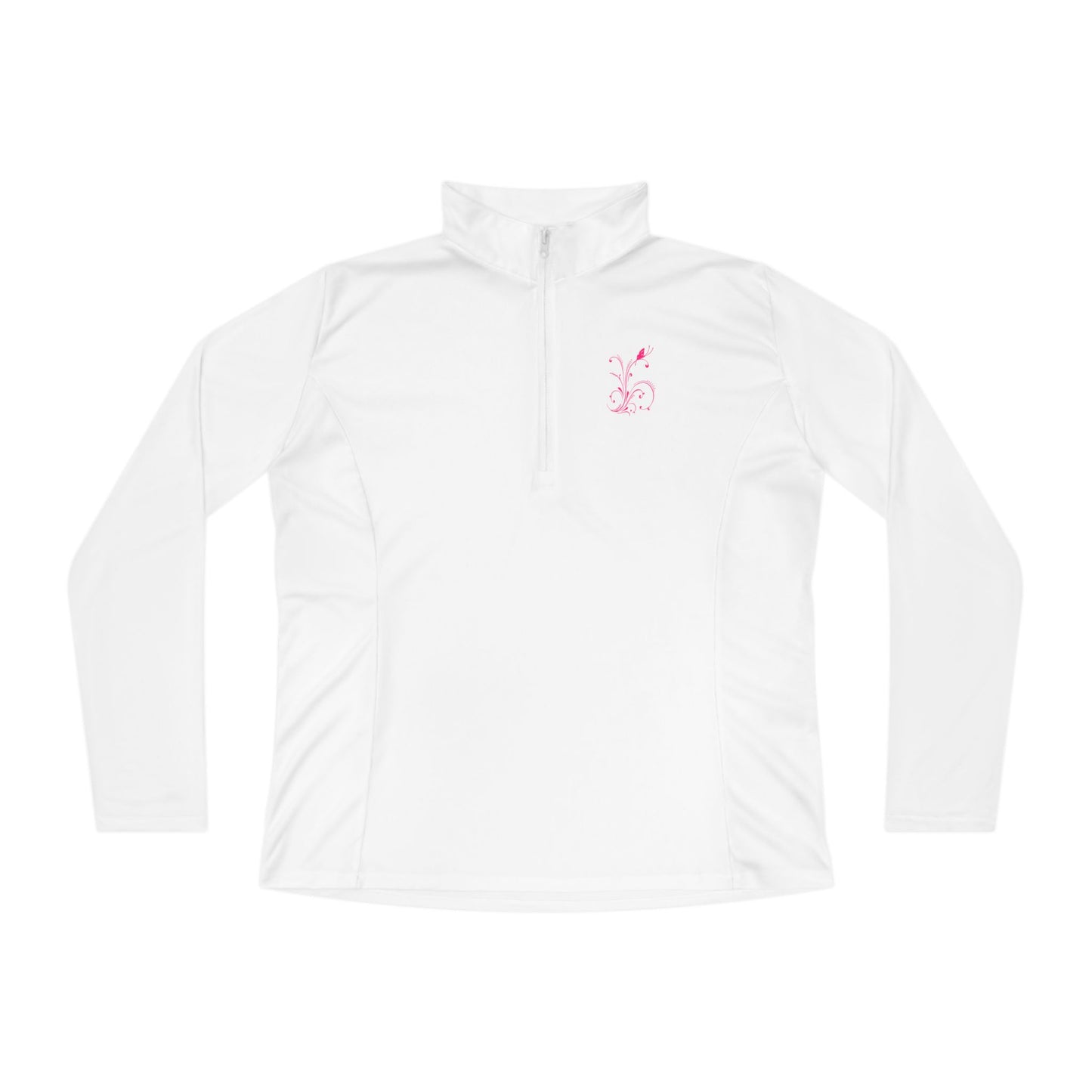 Ladies Floral Quarter-Zip Pullover - Lightweight Activewear for Sports & Leisure