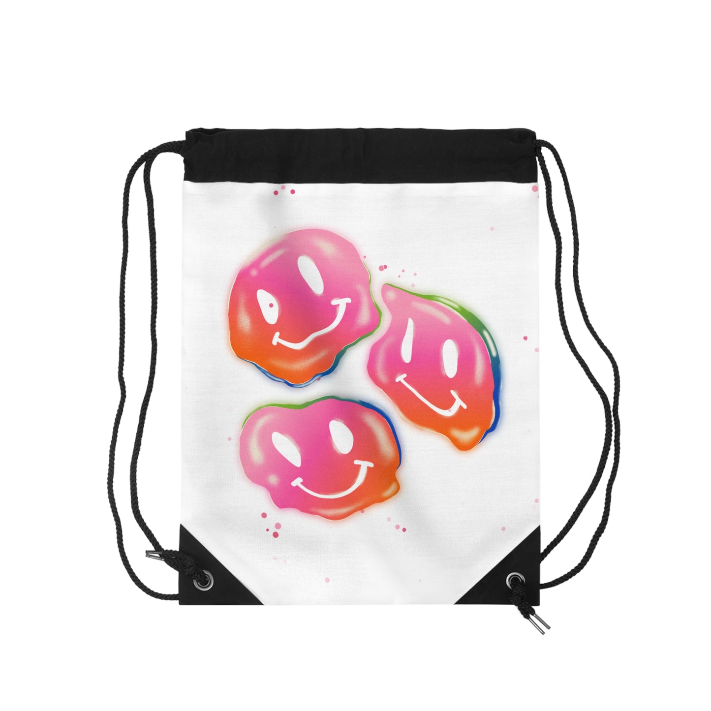 Smiley Face Drawstring Bag - Colorful Fun Design for Everyday Use