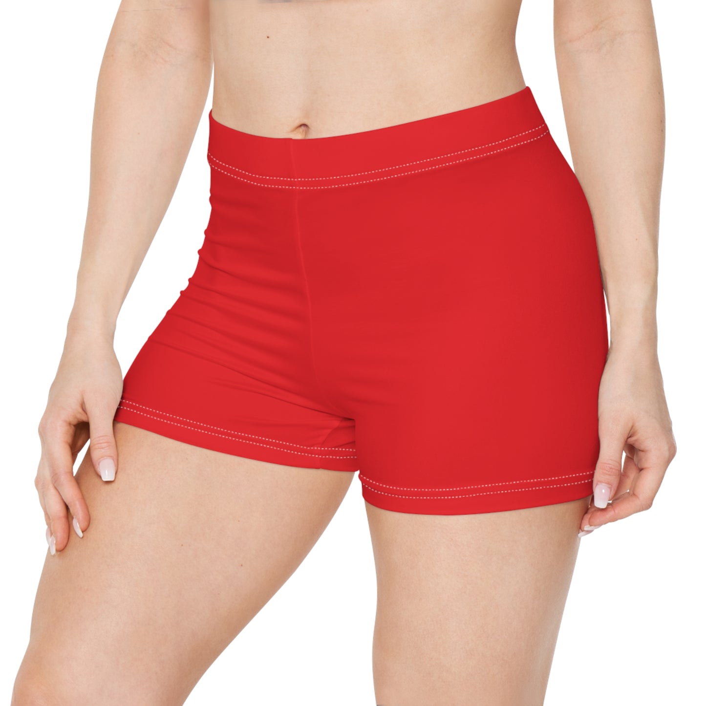 Bold Red Women's Athletic Shorts | Fitness, Sportswear, Swimwear, Summer Vibes, Outdoor Adventures, Casual Comfort