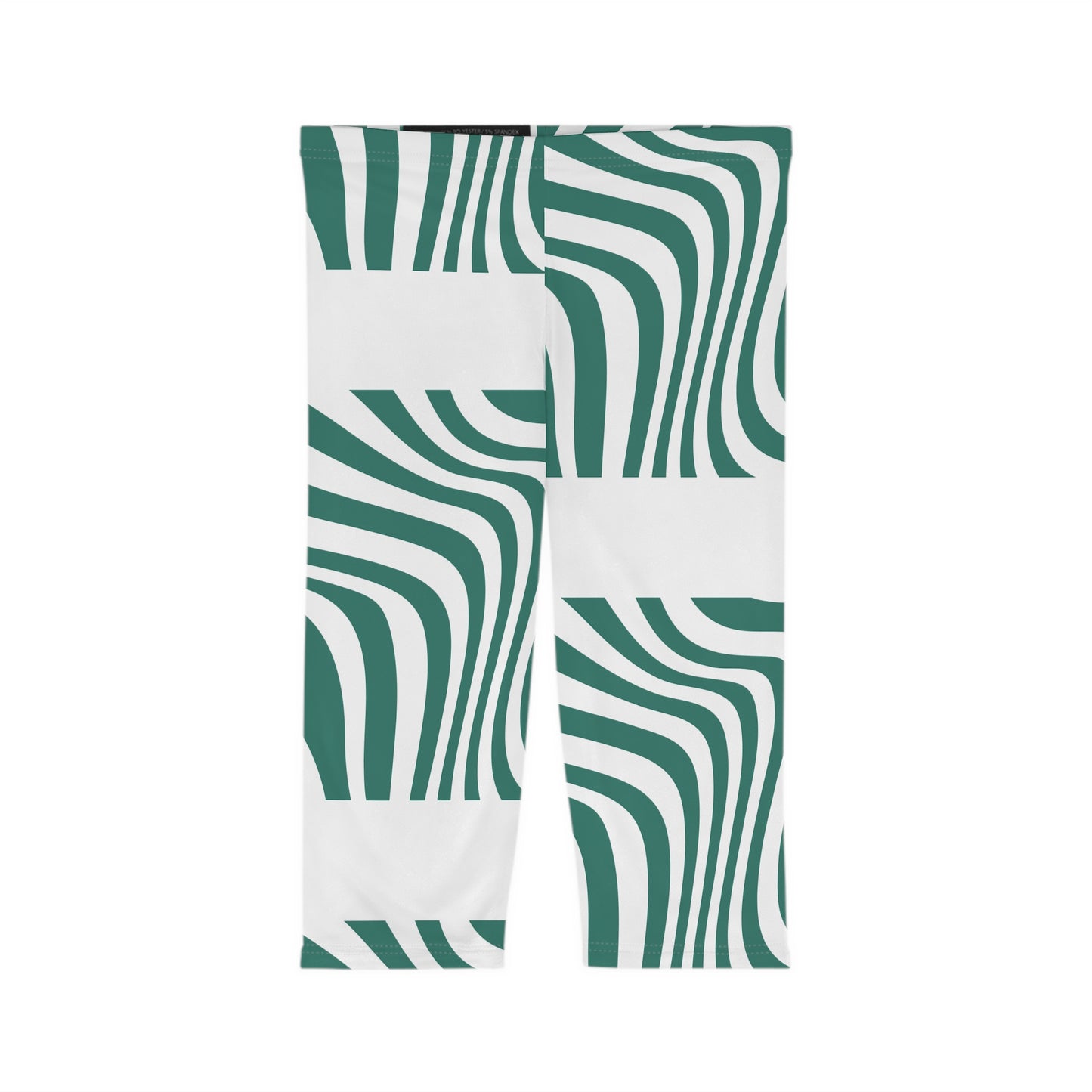 Stylish Women’s Capri Leggings with Abstract Green Design