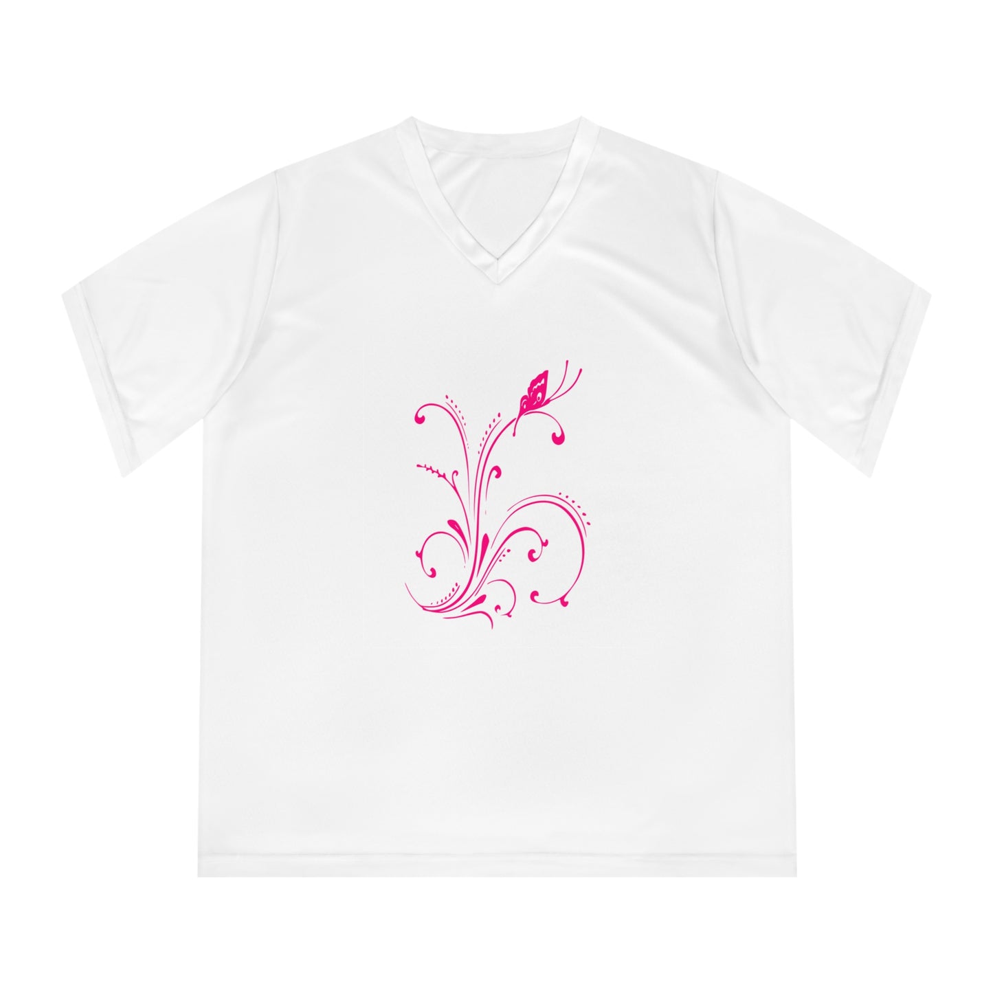 Floral Women's Performance V-Neck T-Shirt – Activewear for Fitness & Everyday