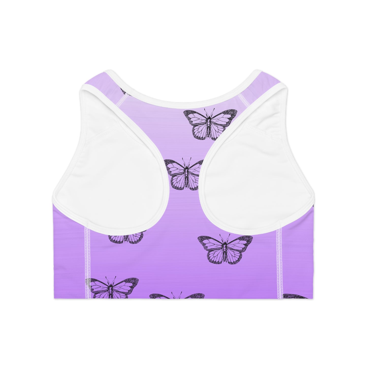 Dee Dee's Purple Butterfly Sports Bra - Elegant Activewear for Yoga & Fitness