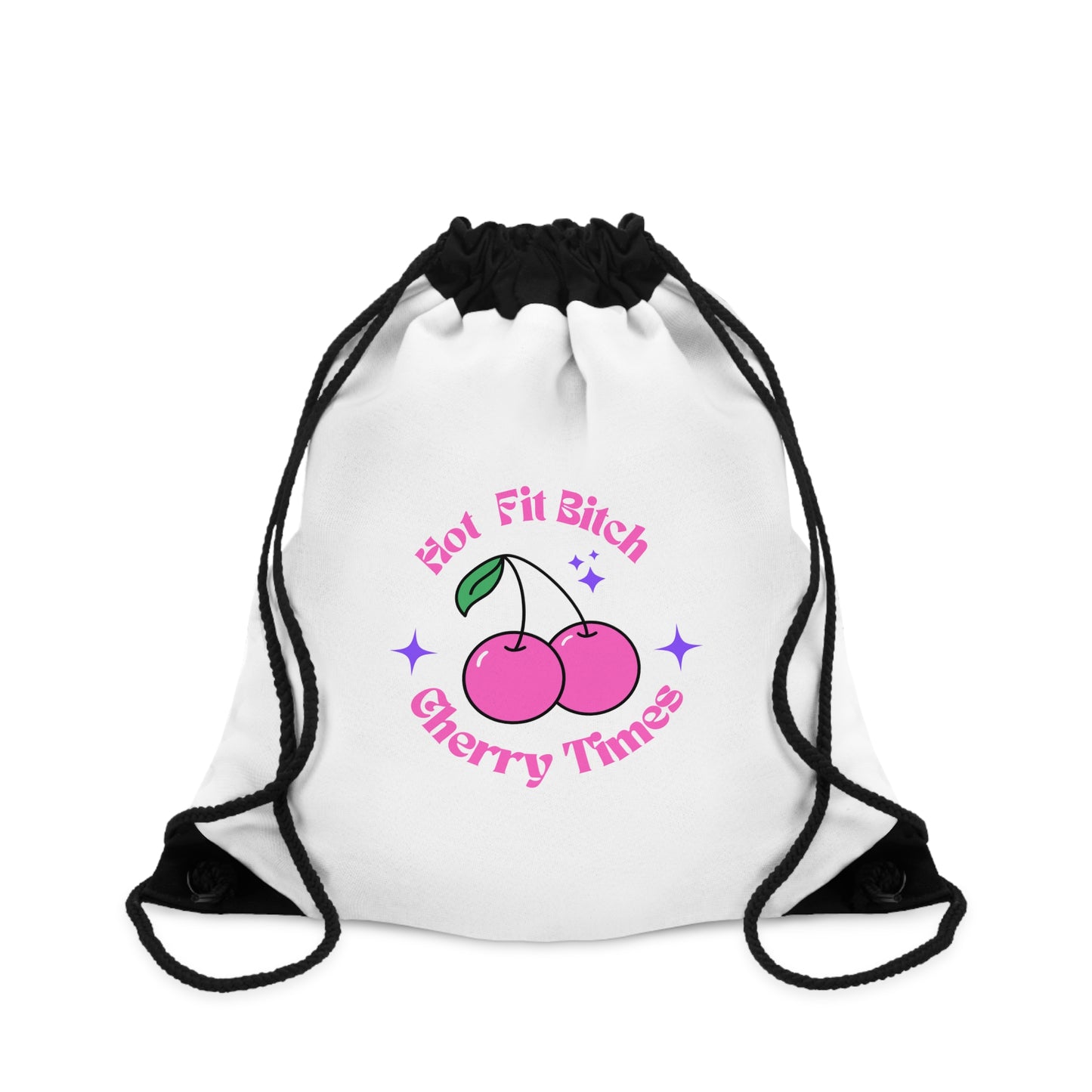 Pink Cherries Drawstring Bag