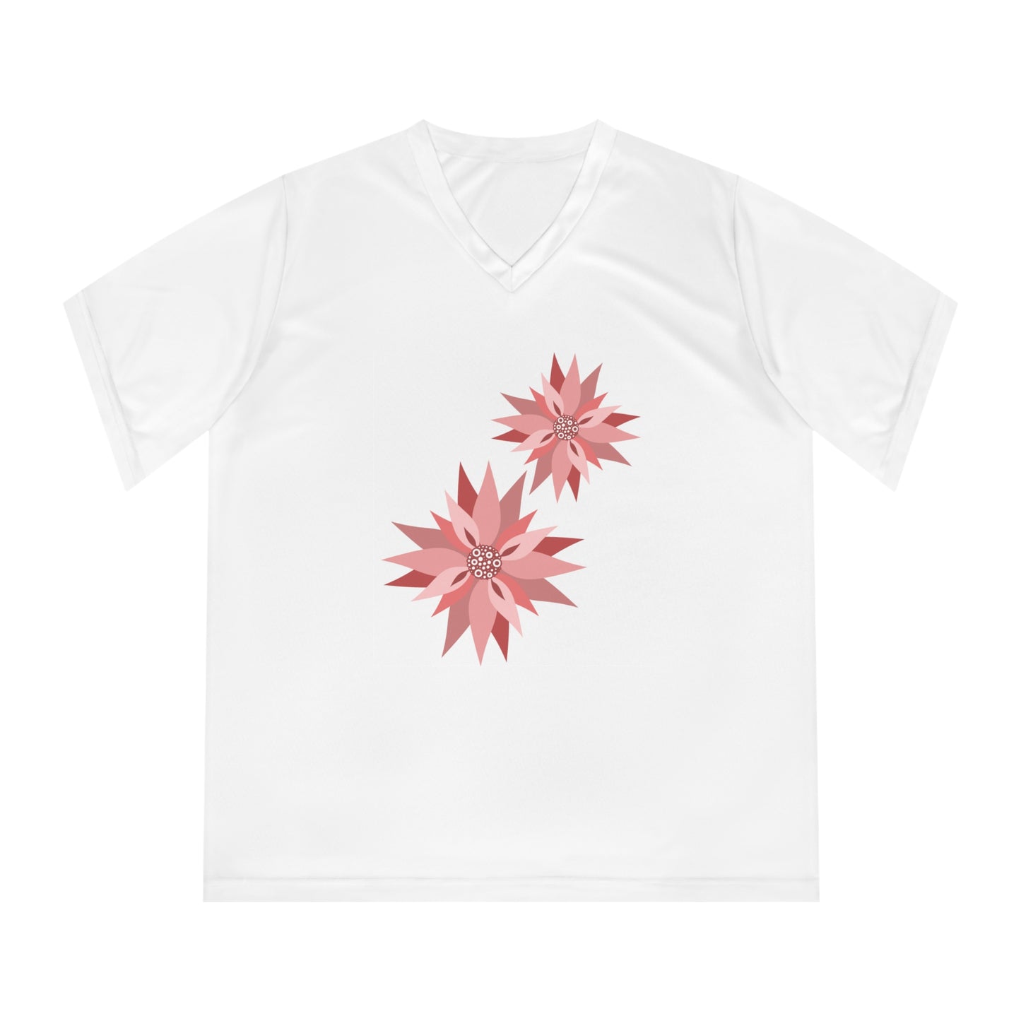 Floral Women's Performance V-Neck T-Shirt - Ideal for Active Living