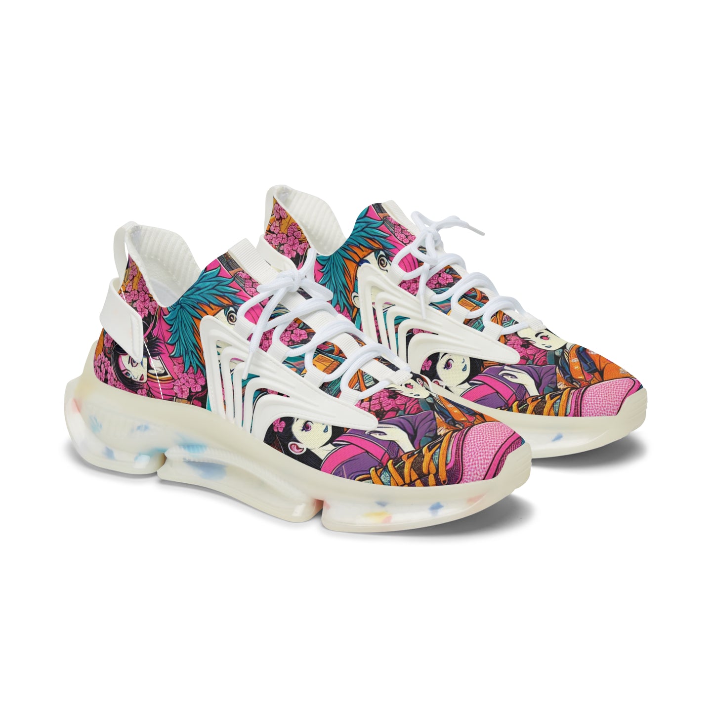 Colorful Women's Mesh Sneakers, Unique Athletic Footwear, Fun Casual Shoes, Street Style Sneakers, Fashionable Women's Sneakers