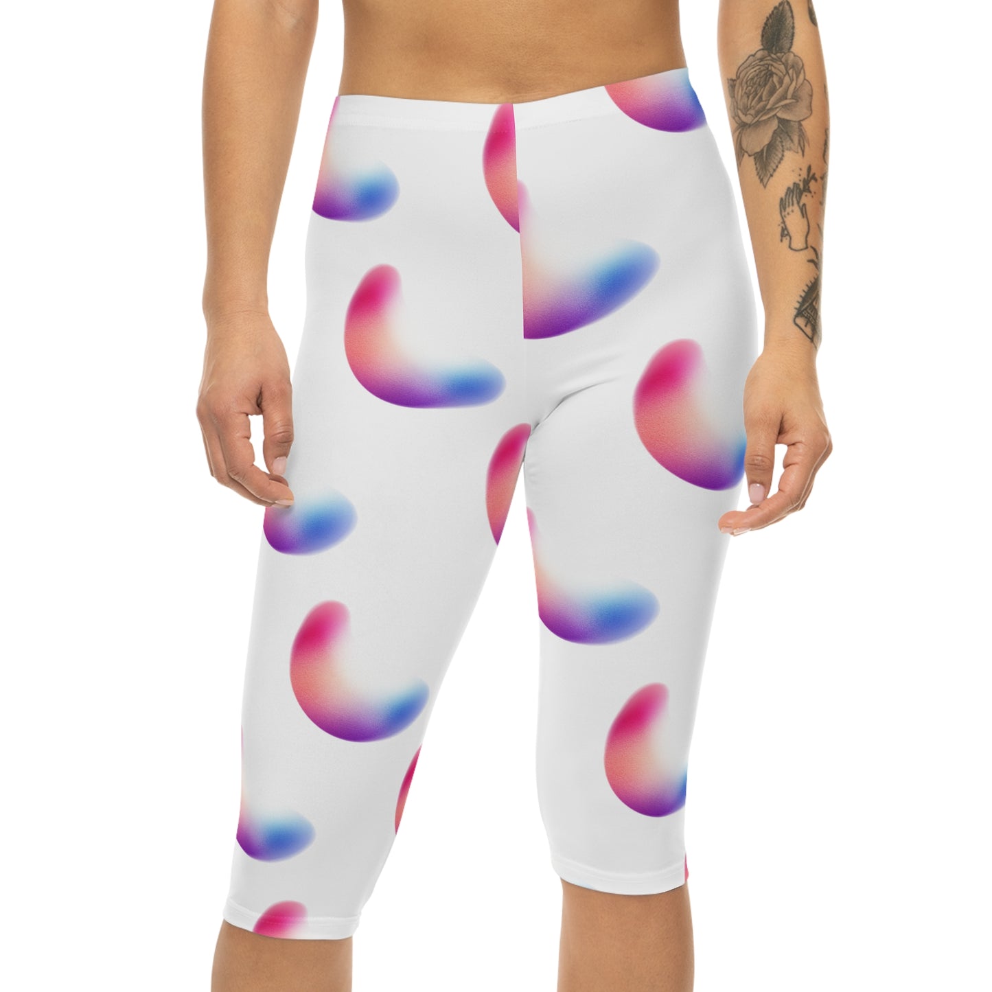 Trendy Women’s Capri Leggings with Colorful Abstract Print