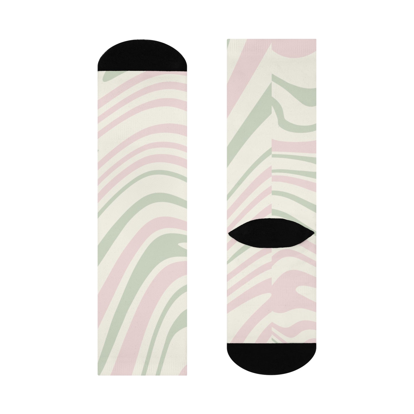 Stylish Cushioned Crew Socks - Abstract Pastel Swirl Design