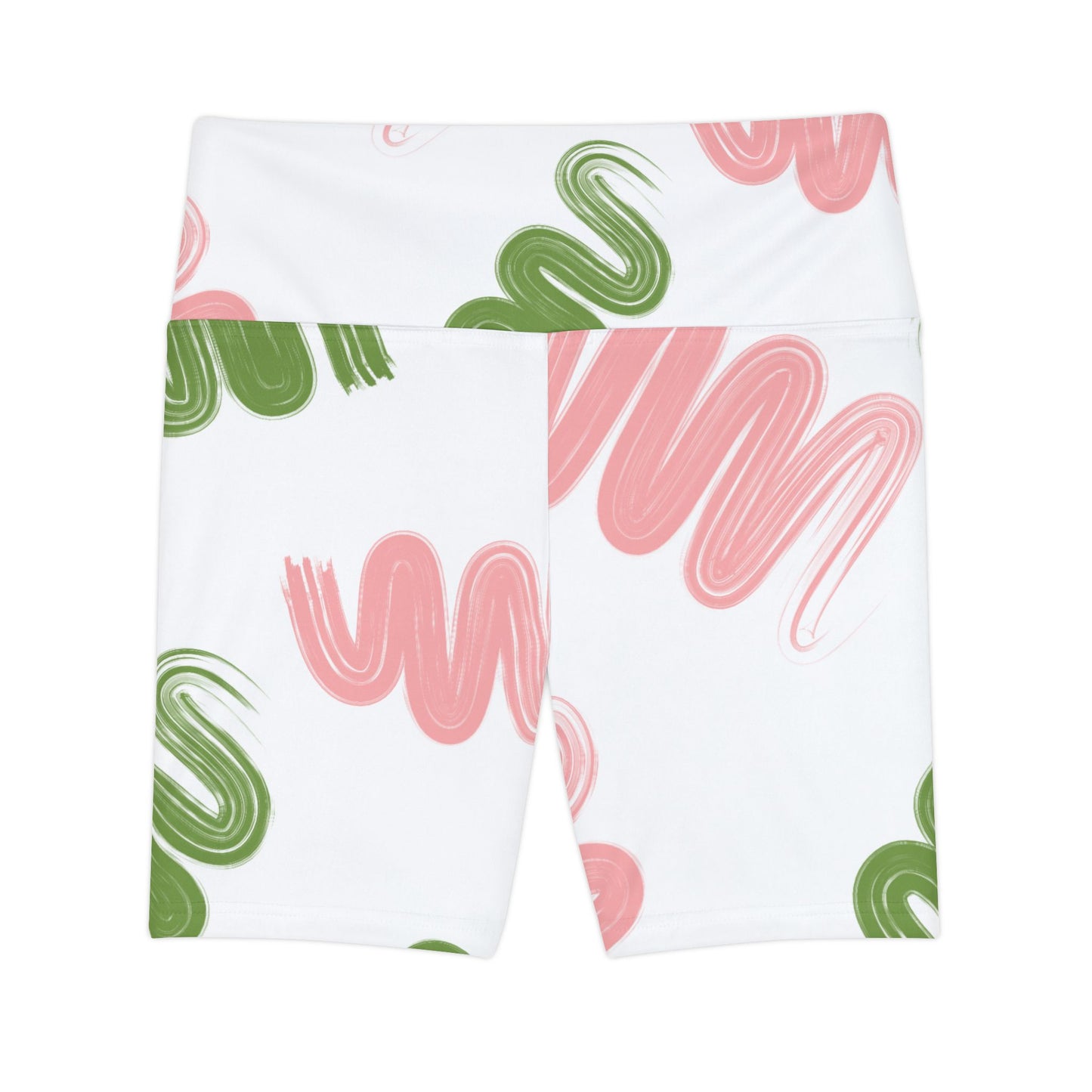 Pink and green squiggly Trendy Women's Workout Shorts
