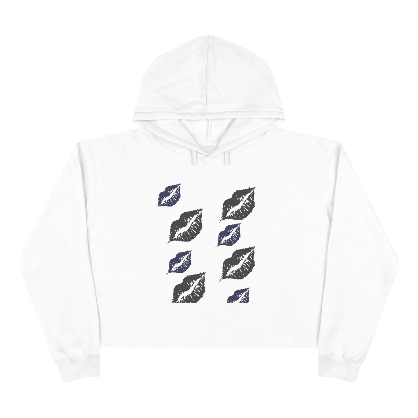 Chic Crop Hoodie with Kiss Print - Stylish Women's Casual Wear
