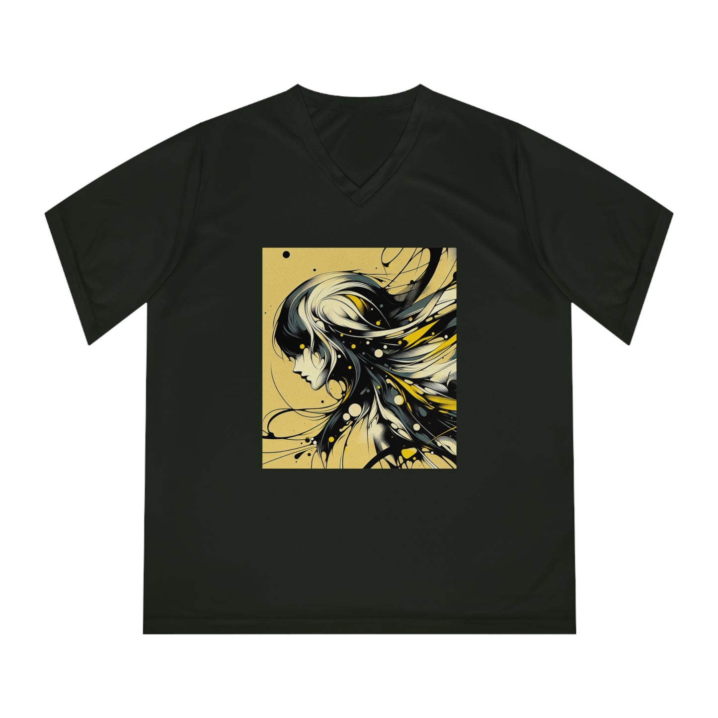 Artistic Women's V-Neck Performance T-Shirt - Modern Graphic Design