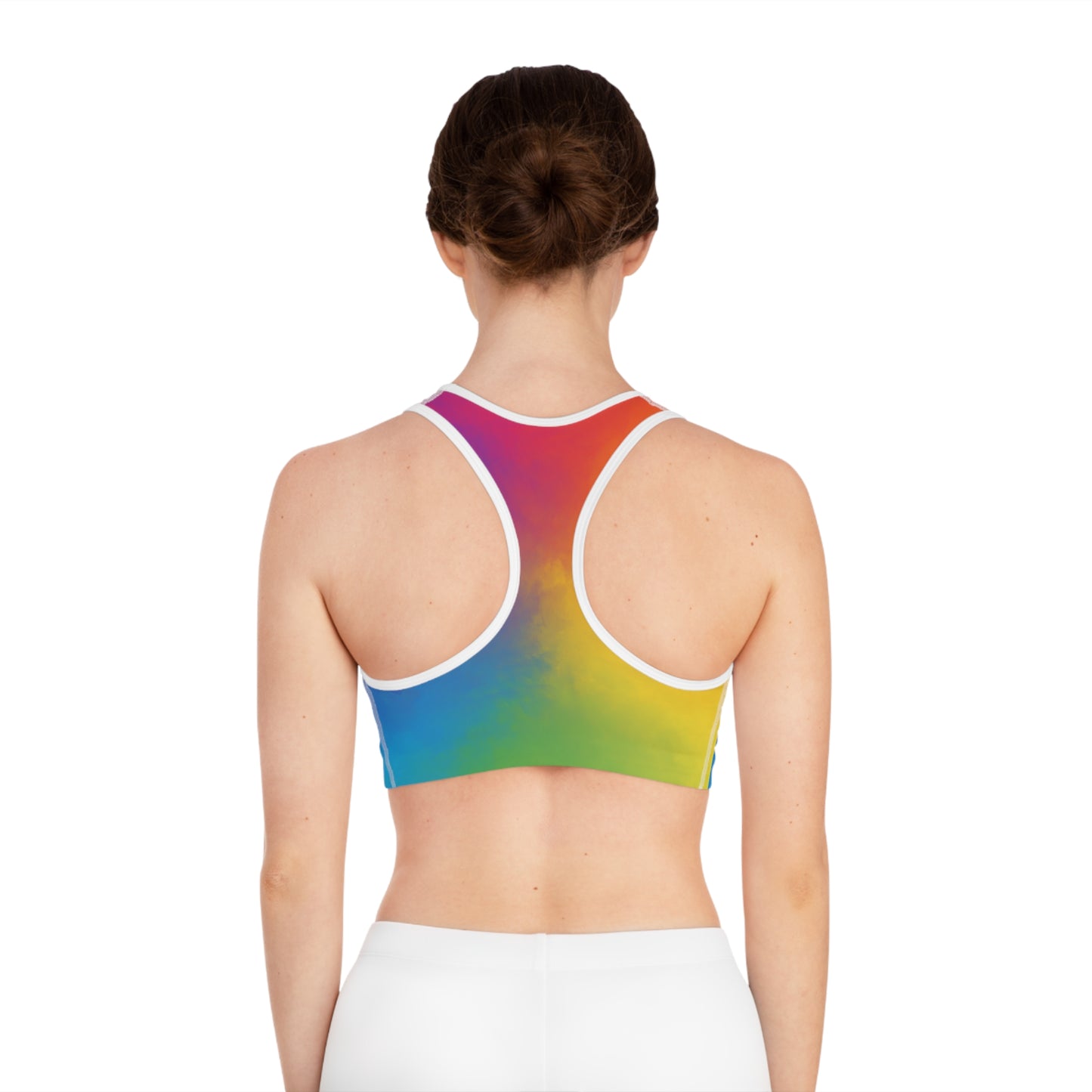 Vibrant Rainbow Sports Bra for Active Women | Comfortable Workout Gear