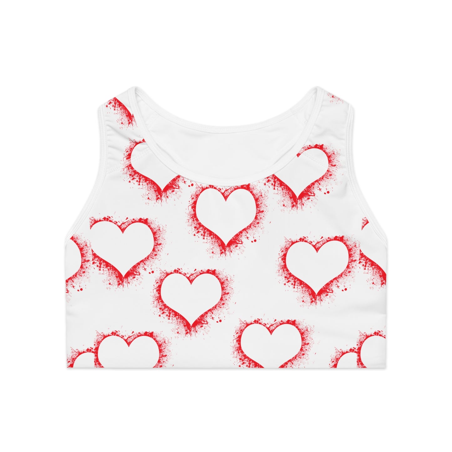 Heart Print Sports Bra - Stylish & Motivational Workout Gear
