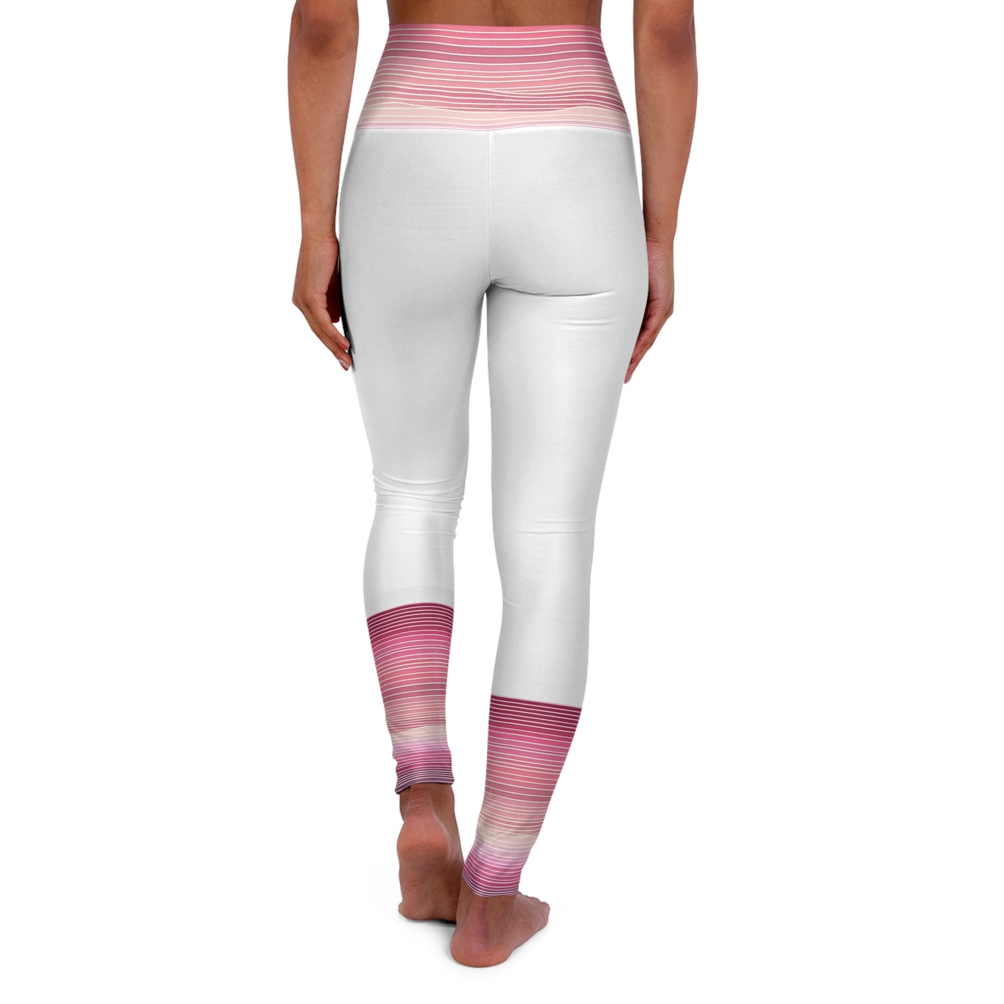 Yoga Leggings - Pink Horizontal Lines Design
