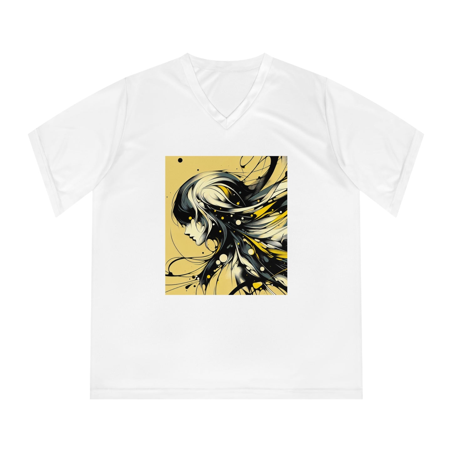 Artistic Women's V-Neck Performance T-Shirt - Modern Graphic Design