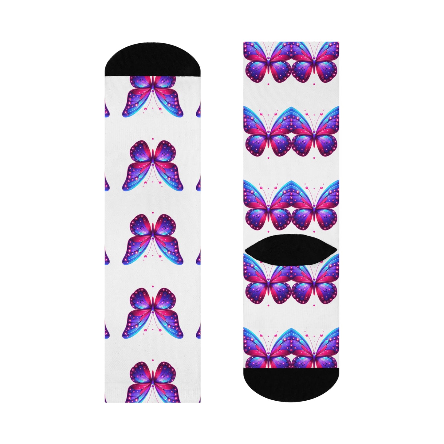 Colorful Butterfly Cushioned Crew Socks - Perfect for Spring Celebrations